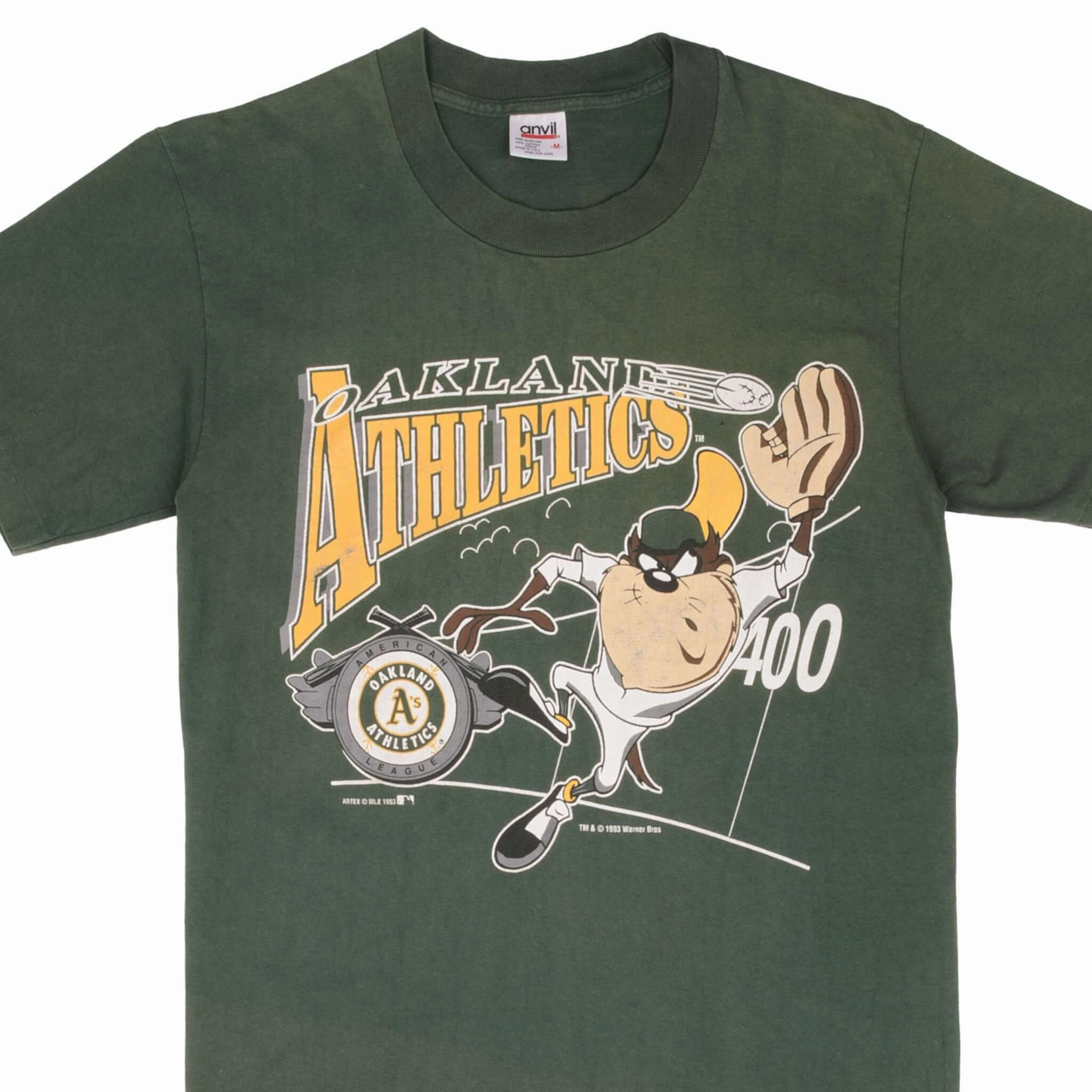Cozy Design Cozy Fit Design VINTAGE MLB OAKLAND ATHLETICS LOONEY TUNES TAZ 1993 TEE SHIRT MEDIUM MADE IN USA
