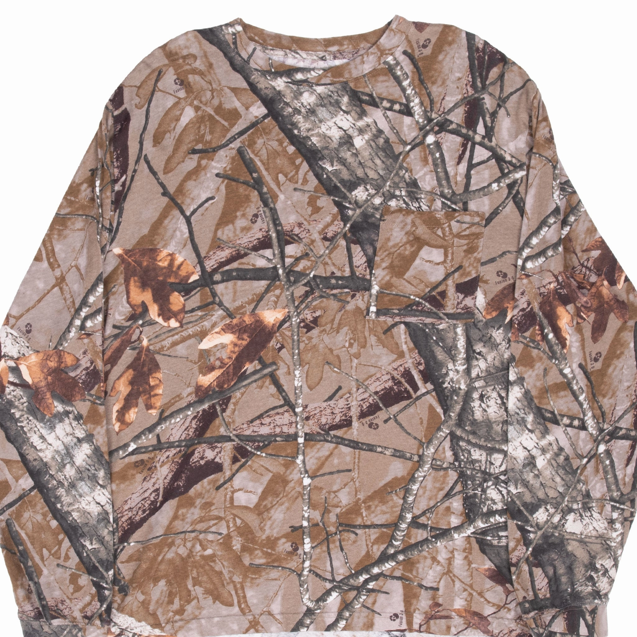 VINTAGE HUNTING FUSION 3D CAMO LONG SLEEVE POCKET TEE SHIRT XL Sleek Waist HighThreadCount