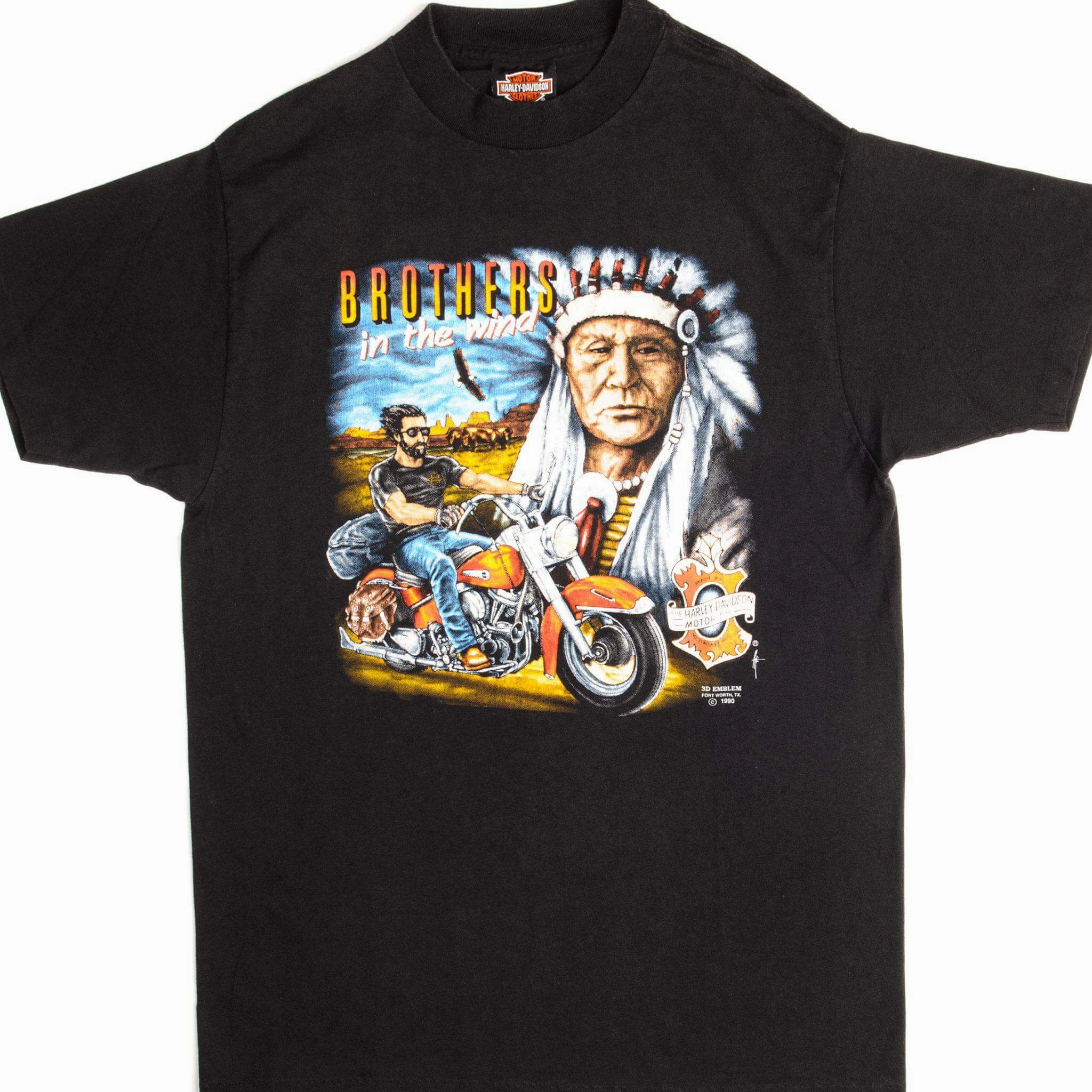 VINTAGE 3D EMBLEM HARLEY DAVIDSON TEE SHIRT 1990 SIZE MEDIUM MADE IN USA Chilly Day Essentials