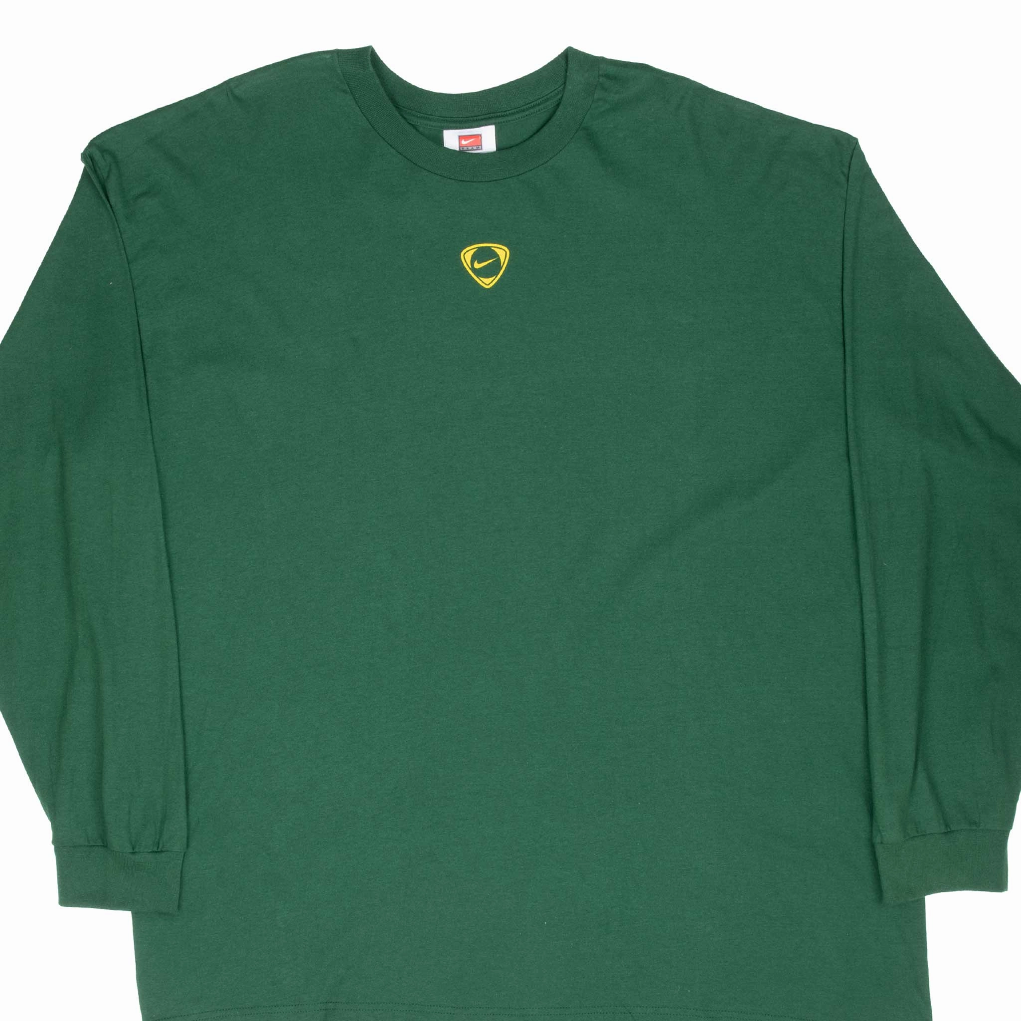 Midweight Knit VINTAGE NIKE CENTER SWOOSH GREEN LONG SLEEVE TEE SHIRT 2000S 2XL