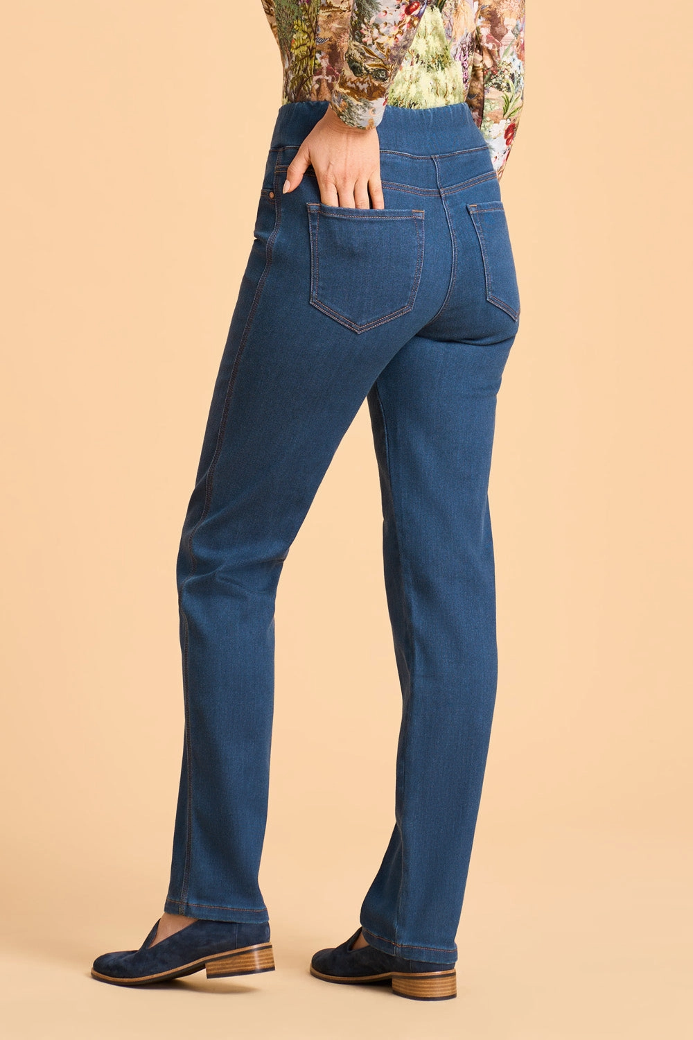 Button front Bengajean? Straight Cashmere Feel - Stone Wash Denim