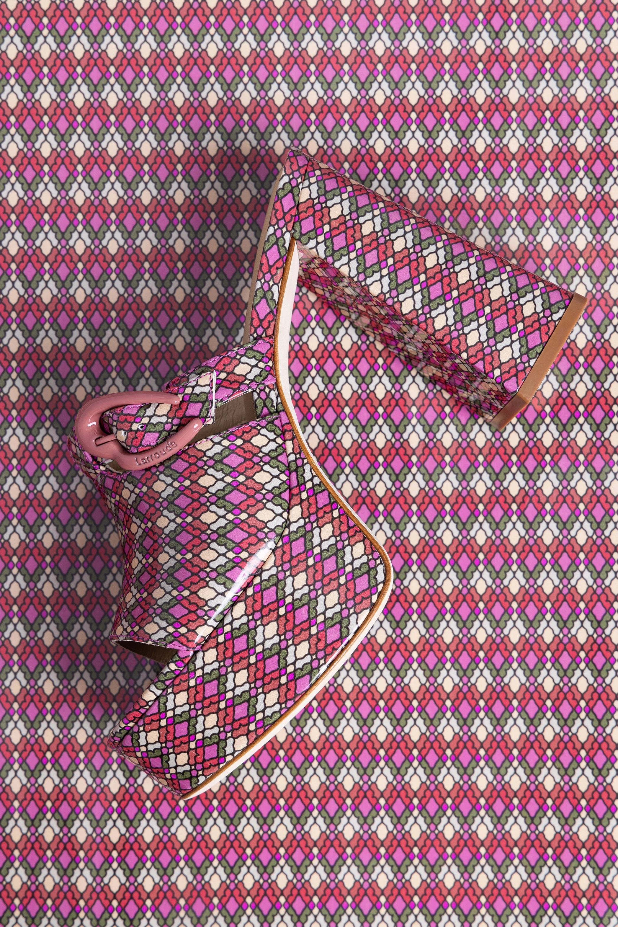 Easy to Wear Dolly Verona Mule In Pink Vichy Patent Leather