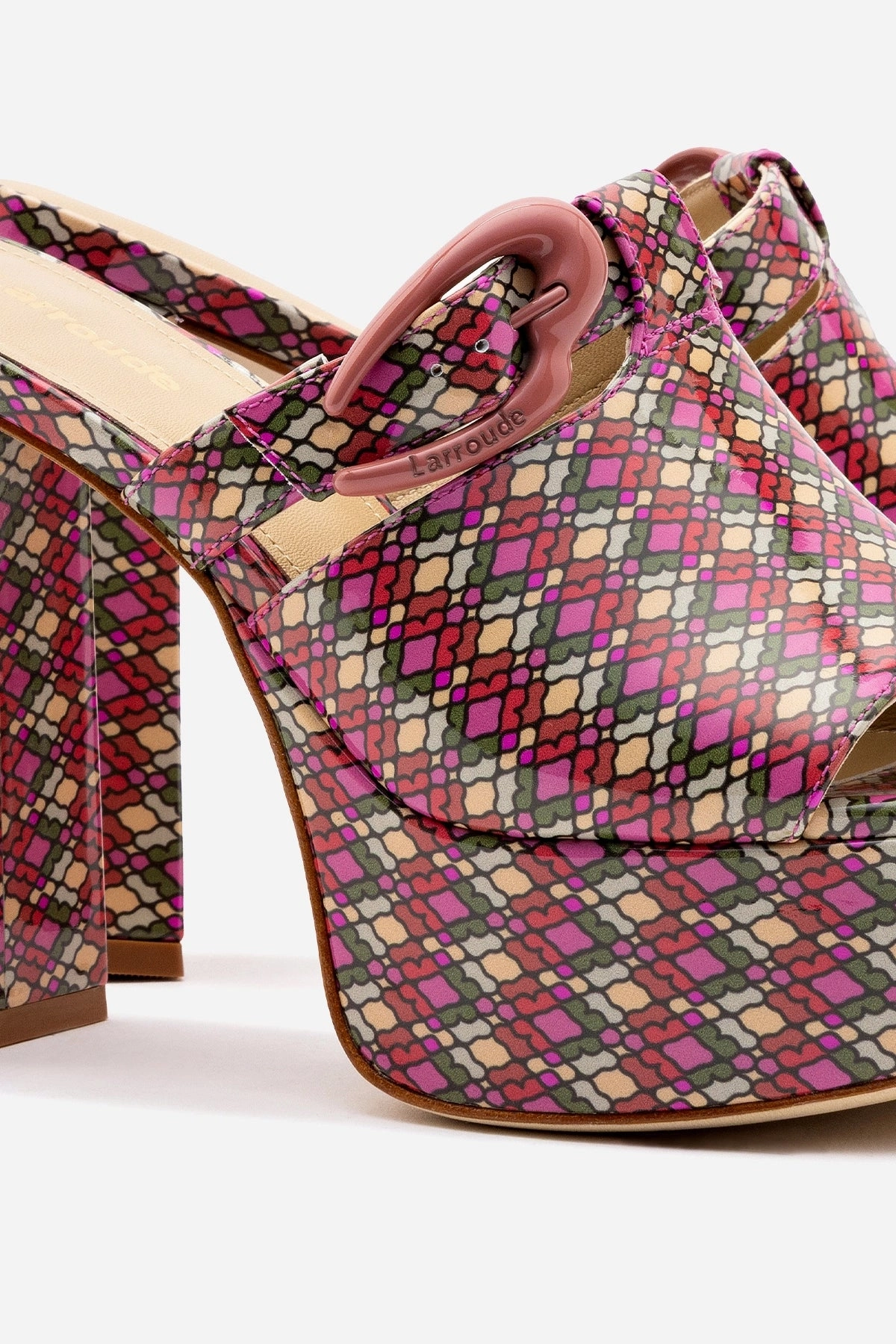 Dolly Verona Mule In Pink Vichy Patent Leather Neat Fit Wear