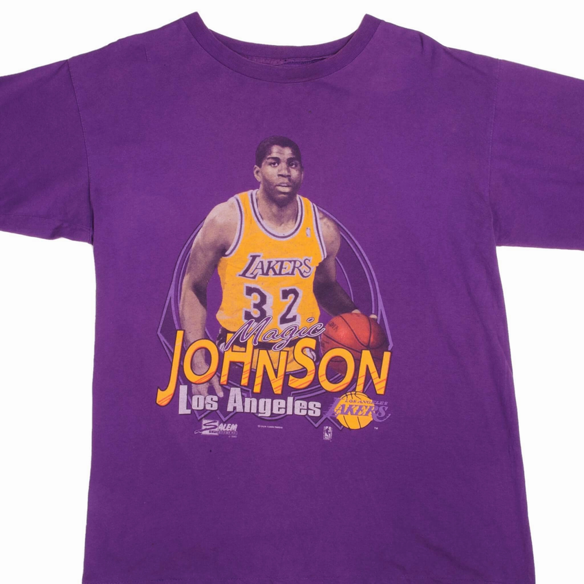 Prom VINTAGE NBA MAGIC JOHNSON LOS ANGELES LAKERS TEE SHIRT 1990 SIZE XL MADE IN USA