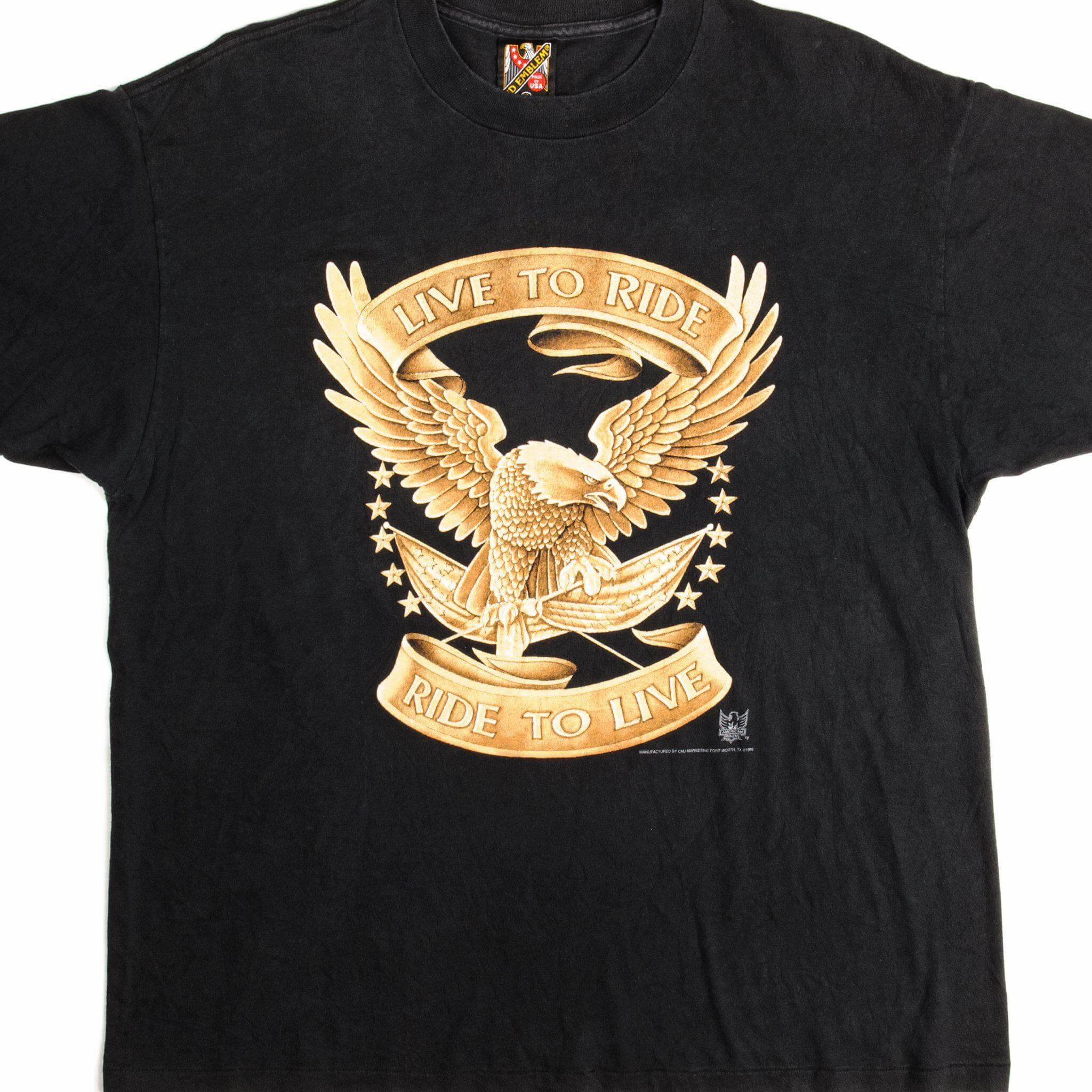 Soft Finish PocketDetail VINTAGE 3D EMBLEM AMERICAN BIKER TEE SHIRT 1993 SIZE XL MADE IN USA