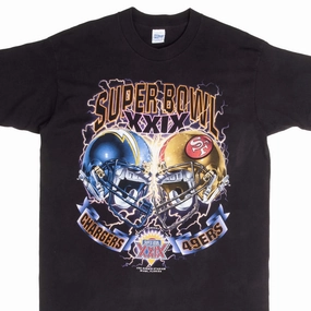 VINTAGE NFL CHARGERS VS 49ERS SUPERBOWL TEE SHIRT 1994 SIZE LARGE MADE IN USA LowImpact Manufacturing Light Fashion