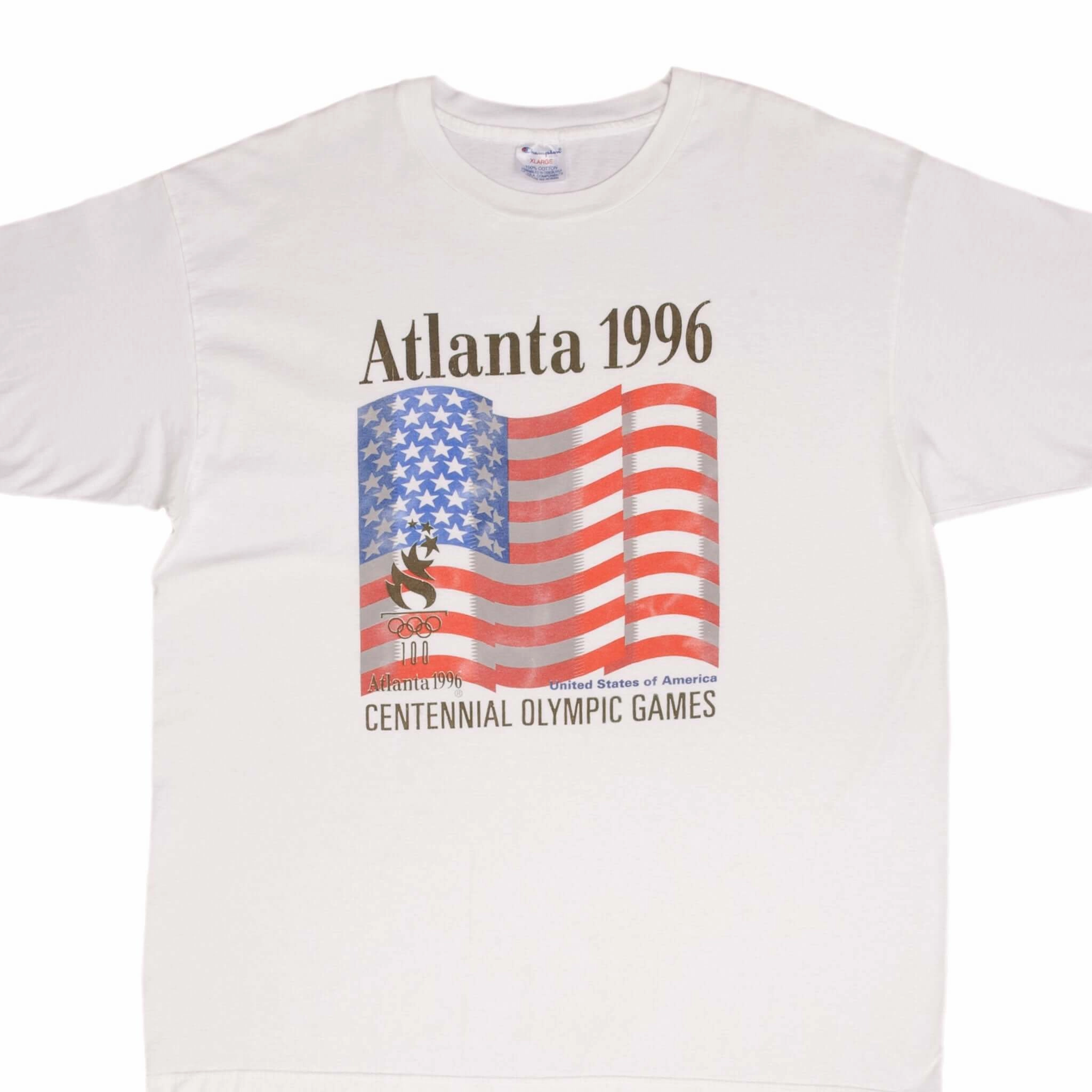VINTAGE CHAMPION ATLANTA CENTENNIAL OLYMPIC GAMES 1996 TEE SHIRT SIZE XL Low Profile Silhouette