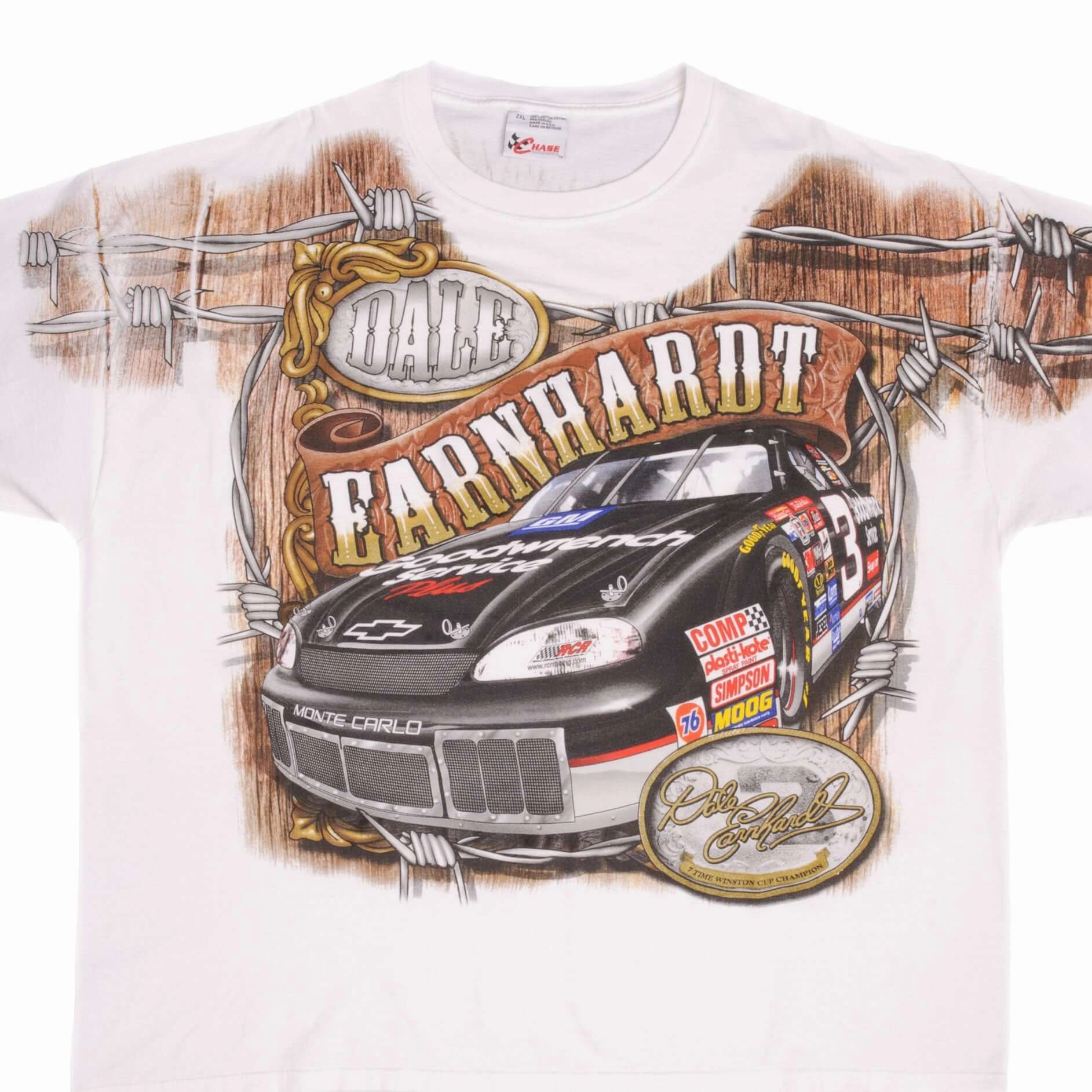 VINTAGE NASCAR ALL OVER PRINT DALE EARNHARDT 1990S TEE SHIRT 2XL MADE IN USA Holiday Casual Men's