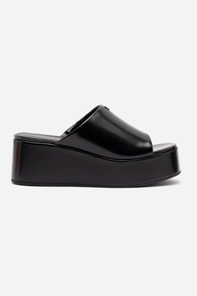 Charli Box Mule In Black Leather Easy Match Modern Footwear
