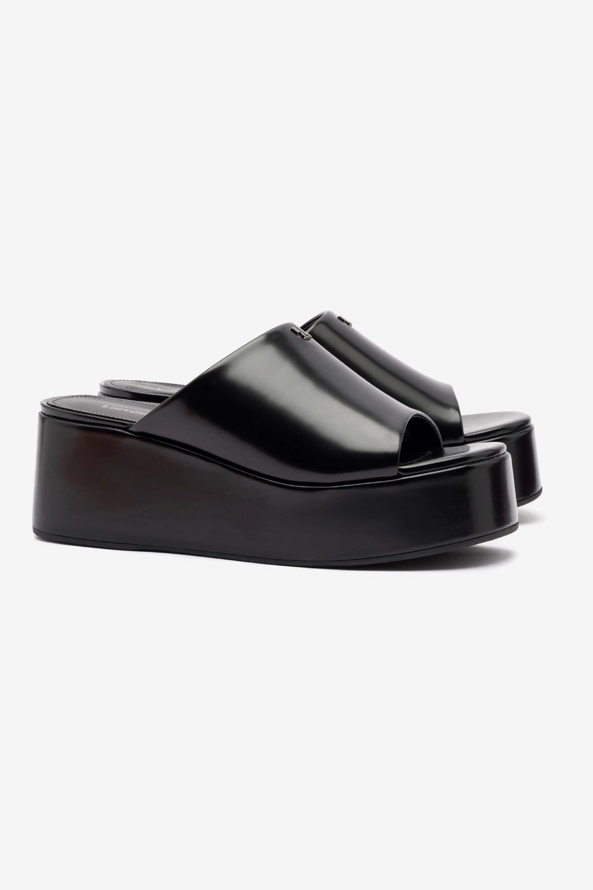 Charli Box Mule In Black Leather Comfortable Upper