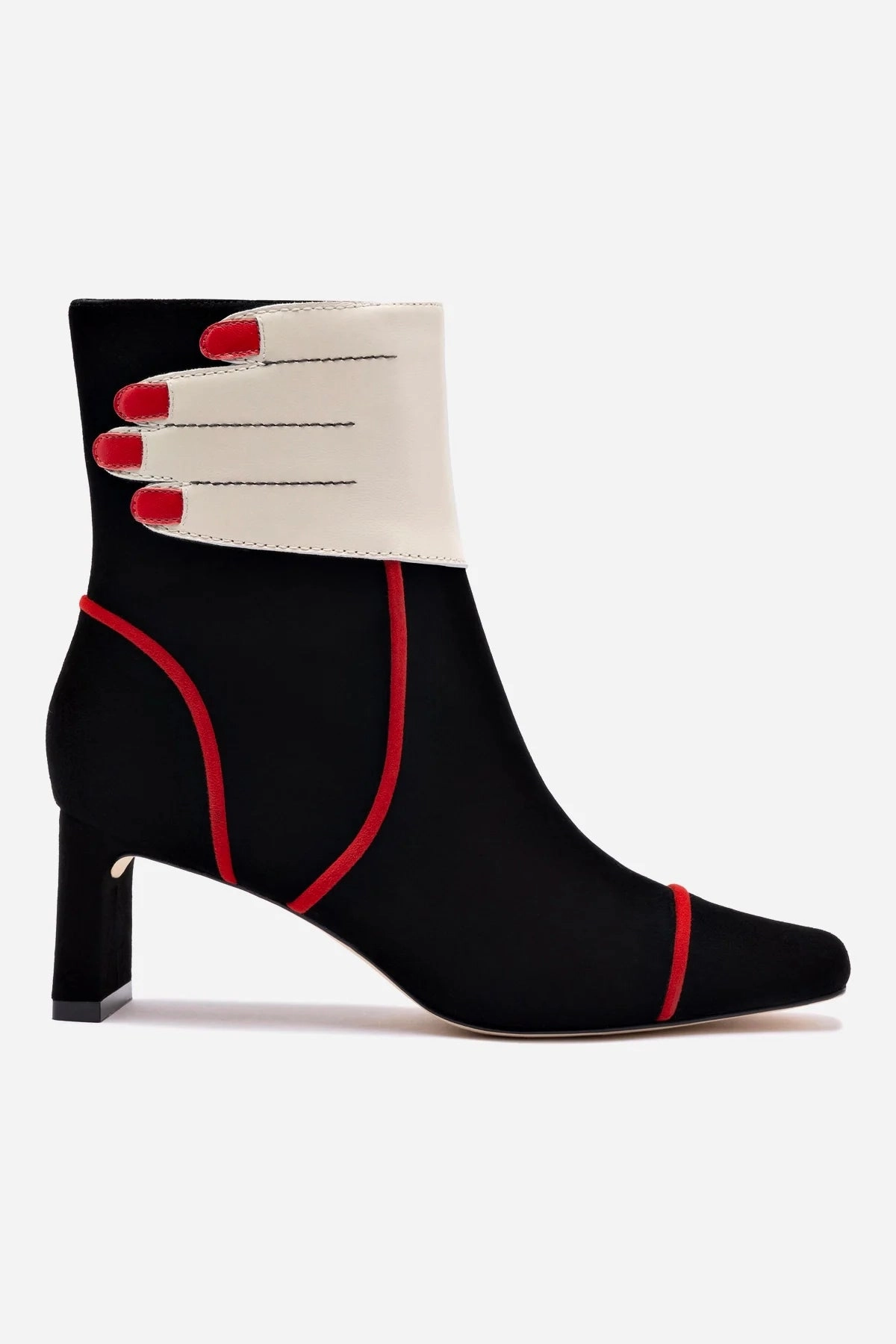 Larroud?? x Libertine Hand Boot In Black, Ivory and Scarlet Leather Odor Control Technology