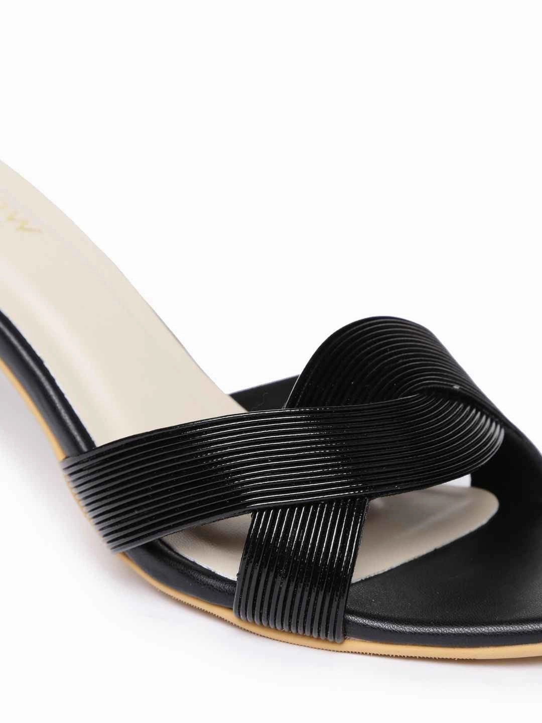 Plush Heels Edgy vibes Allana Black Kitten Heel