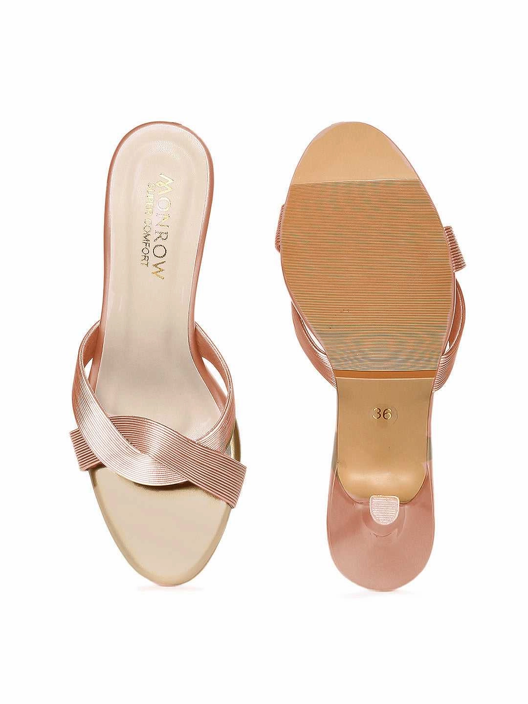 Stylish Mood Strap closure Allana Rose Gold Kitten Heel