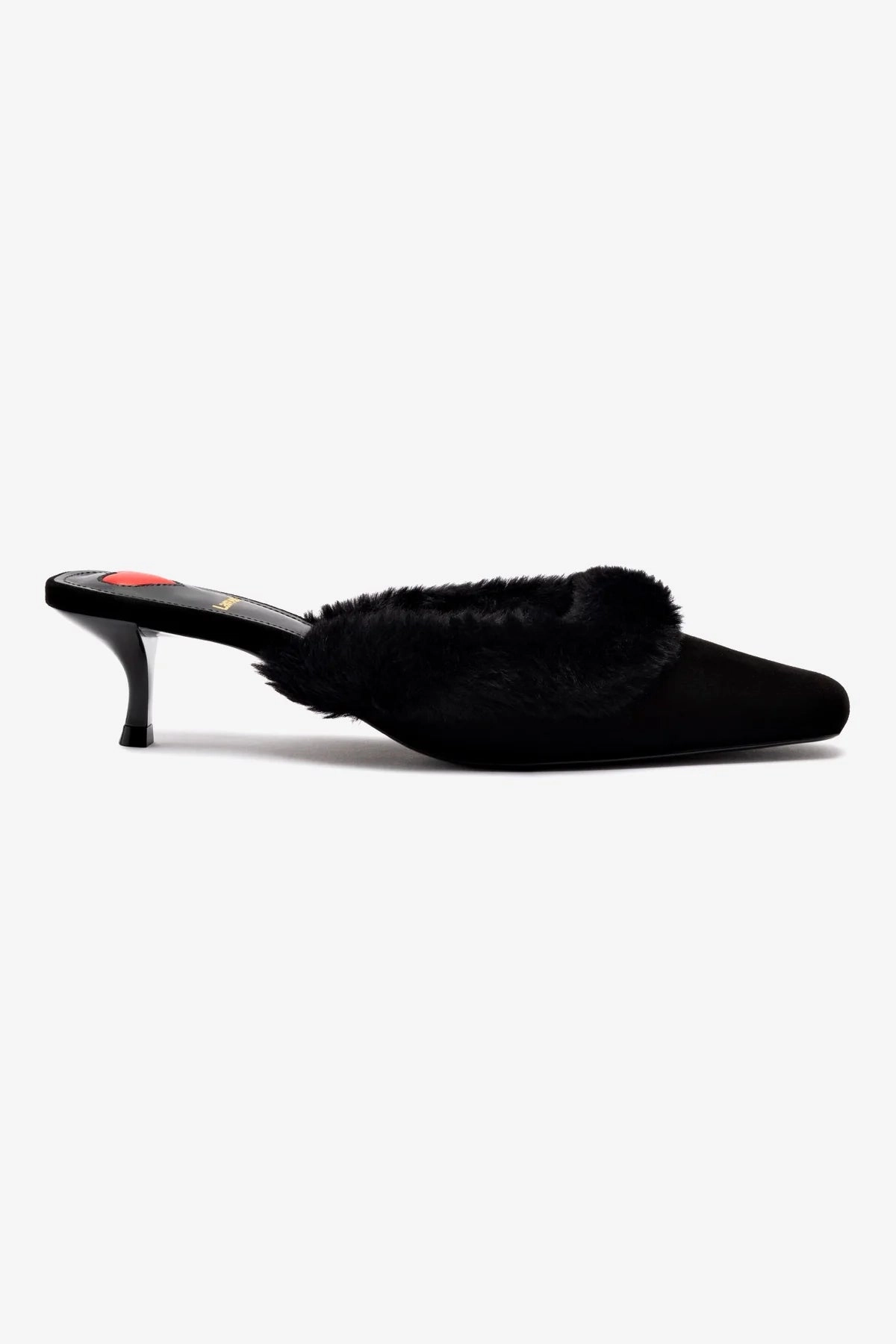 Casual Footwear Amal Faux Fur Mule In Black Suede