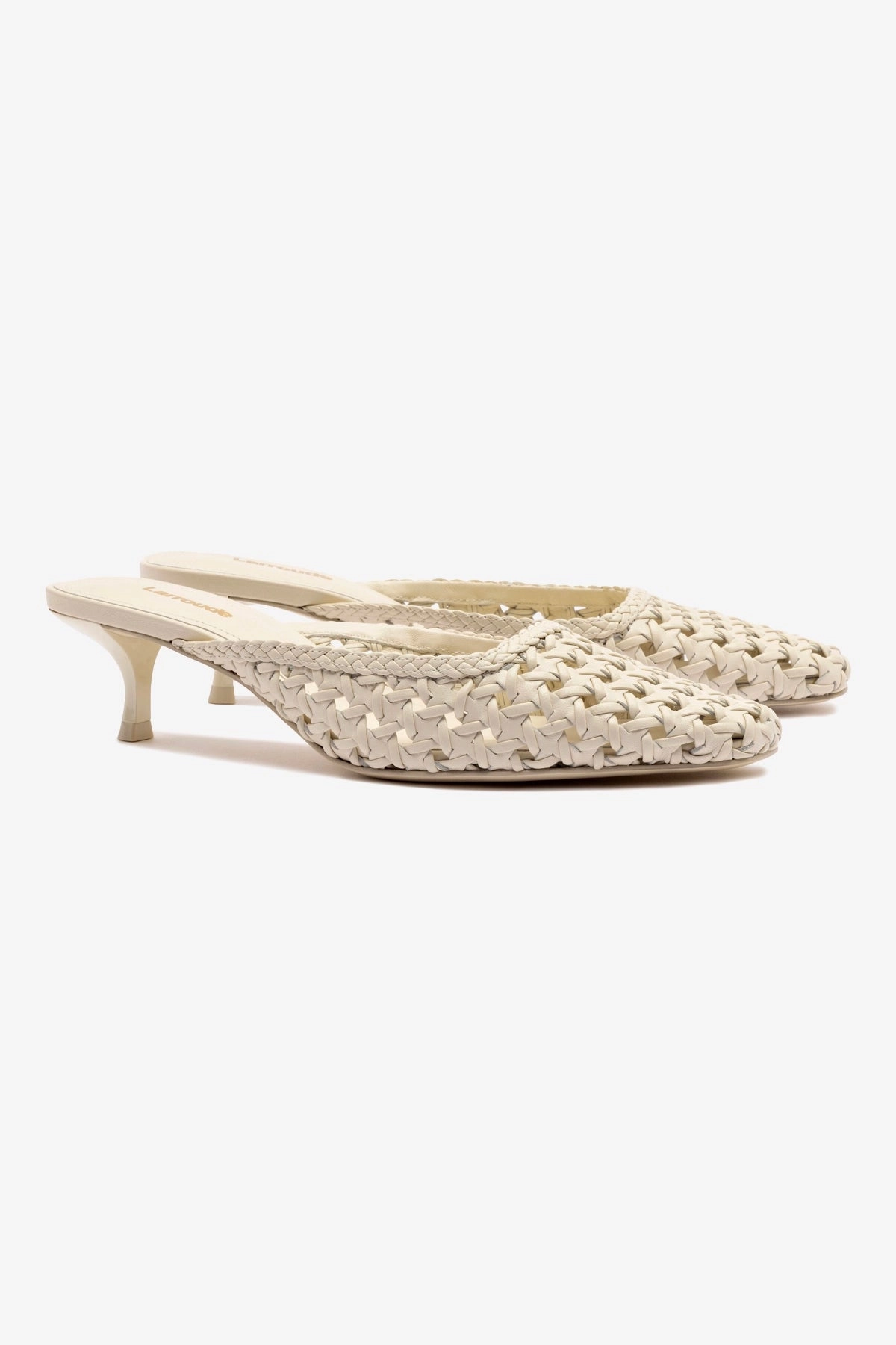 Functional Choice Cushioned Insole Amal Macrame Mule In Ivory Leather