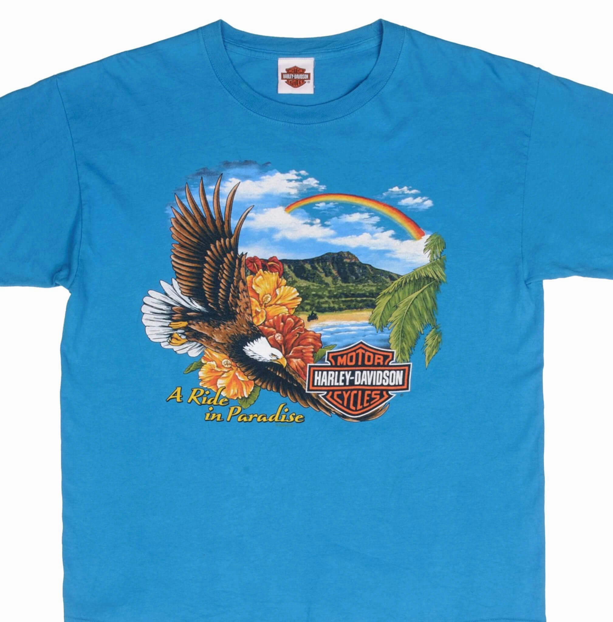 VINTAGE HARLEY DAVIDSON RIDE IN PARADISE HAWAII 2008 TEE SHIRT SIZE LARGE Stylish and Fun Cozy and Light