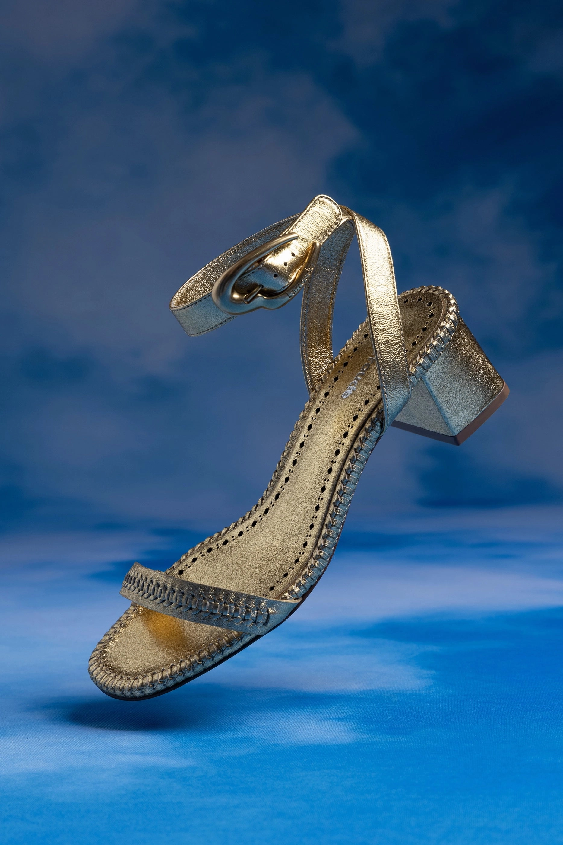 Verona Block Sandal In Gold Metallic Leather Wardrobe Staple