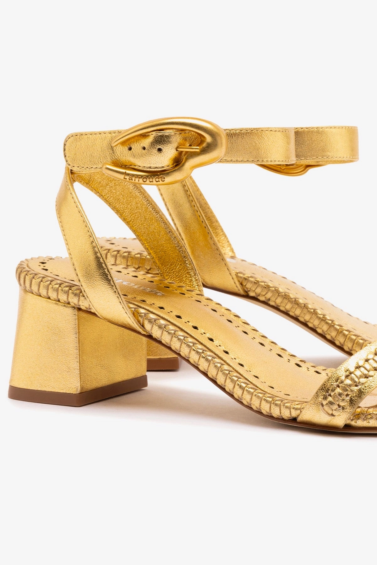 Verona Block Sandal In Gold Metallic Leather Slide Style Durable And Comfortable