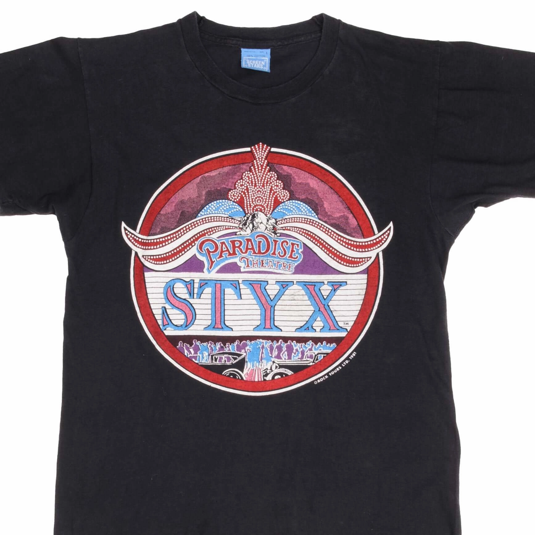 Anti Perspiration Lining Organic Cotton Construction VINTAGE STYX ROCK TOUR 1981 TEE SHIRT SIZE SMALL MADE IN USA