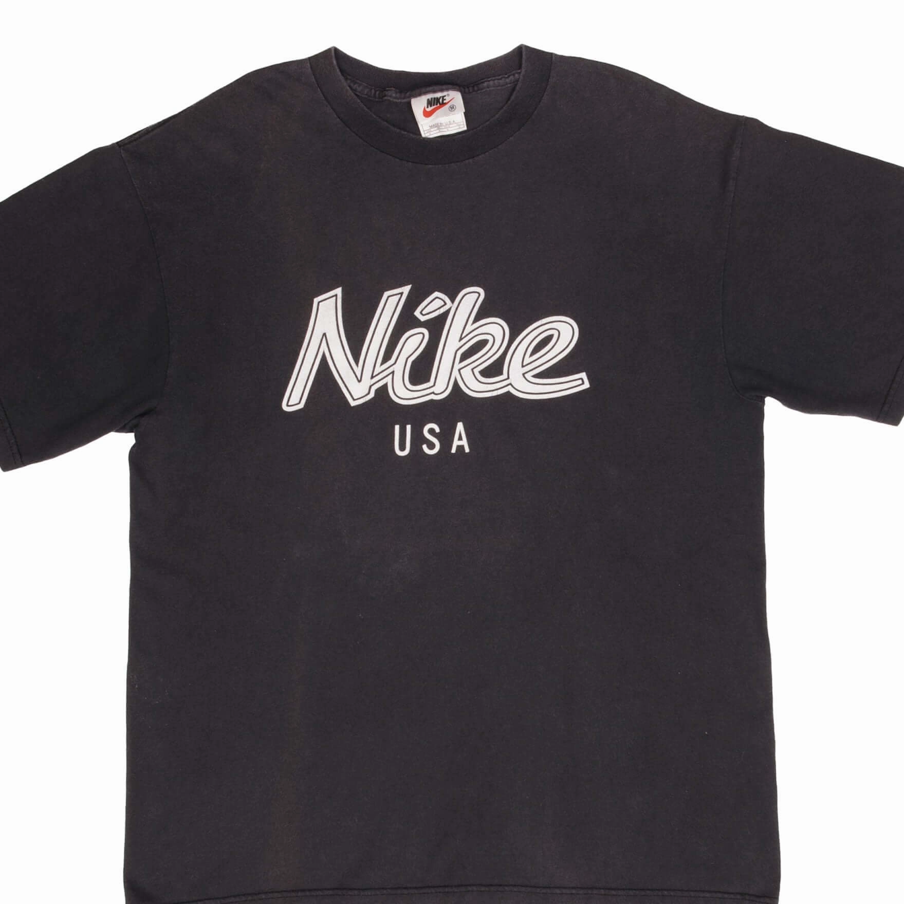 Anti-bacterial VINTAGE NIKE SPELLOUT BLACK TEE SHIRT 1990S SIZE MEDIUM MADE IN USA
