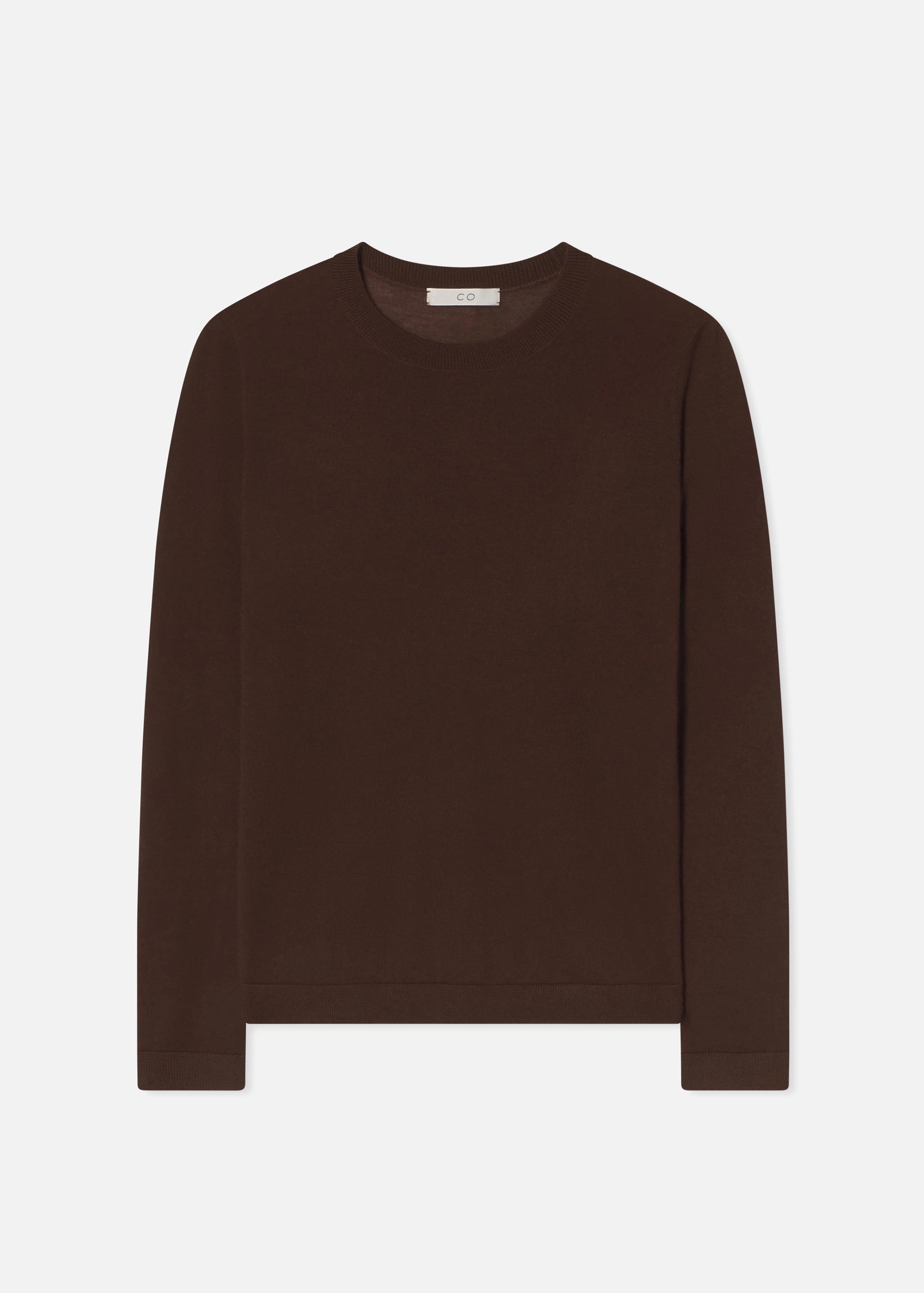 Daily Ready Office Casual Look Long Sleeve Crew in Fine Cashmere - Chocolate