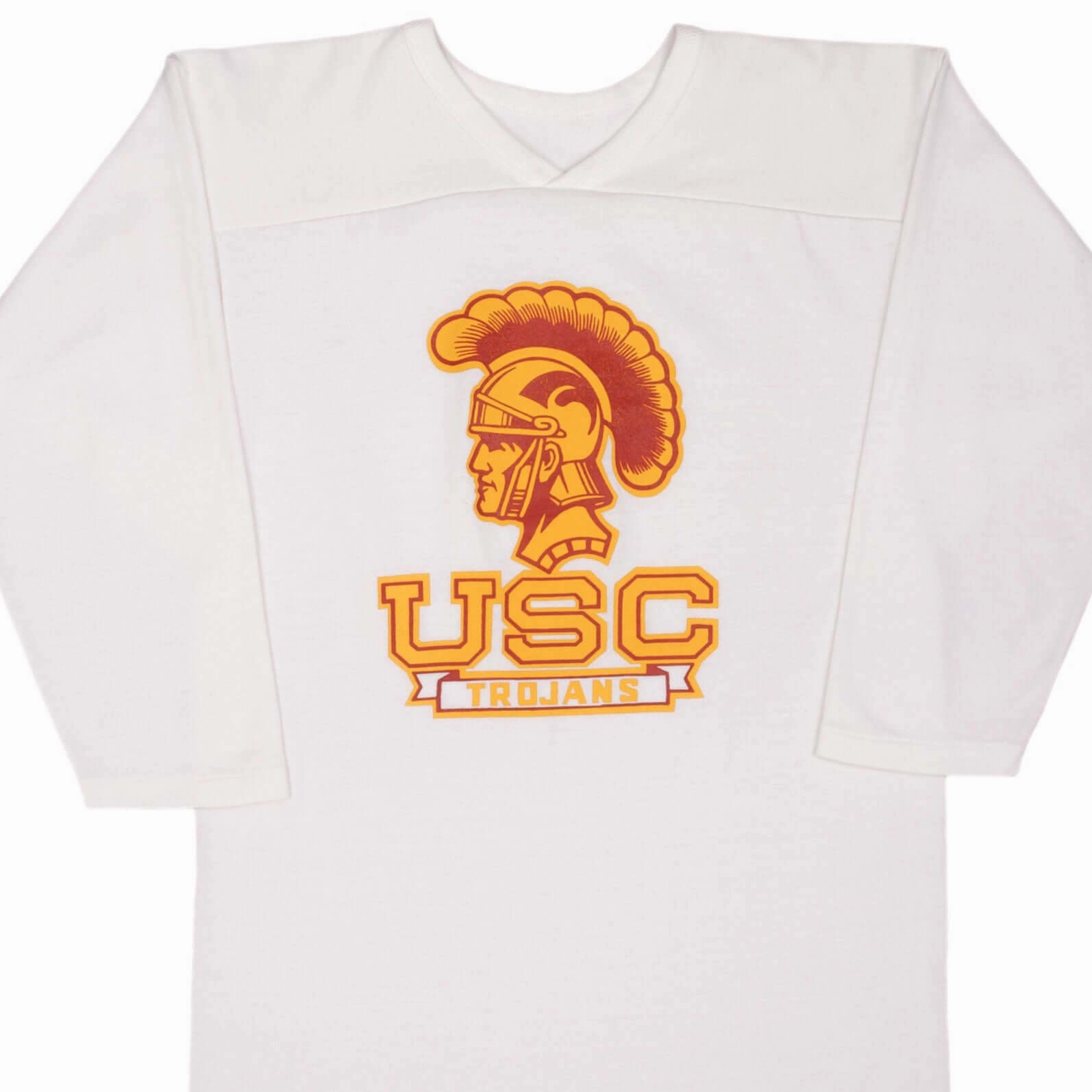 Premium Comfort Ribbed collar VINTAGE USC TROJANS RUSSELL 3/4 SLEEVES TEE SHIRT 1970S SIZE MEDIUM MADE IN USA