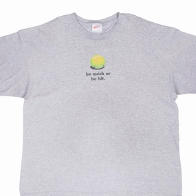 VINTAGE NIKE TENNIS BE QUICK OR BE HIT TEE SHIRT 1990S 2XL MADE IN USA Fun and Relaxed