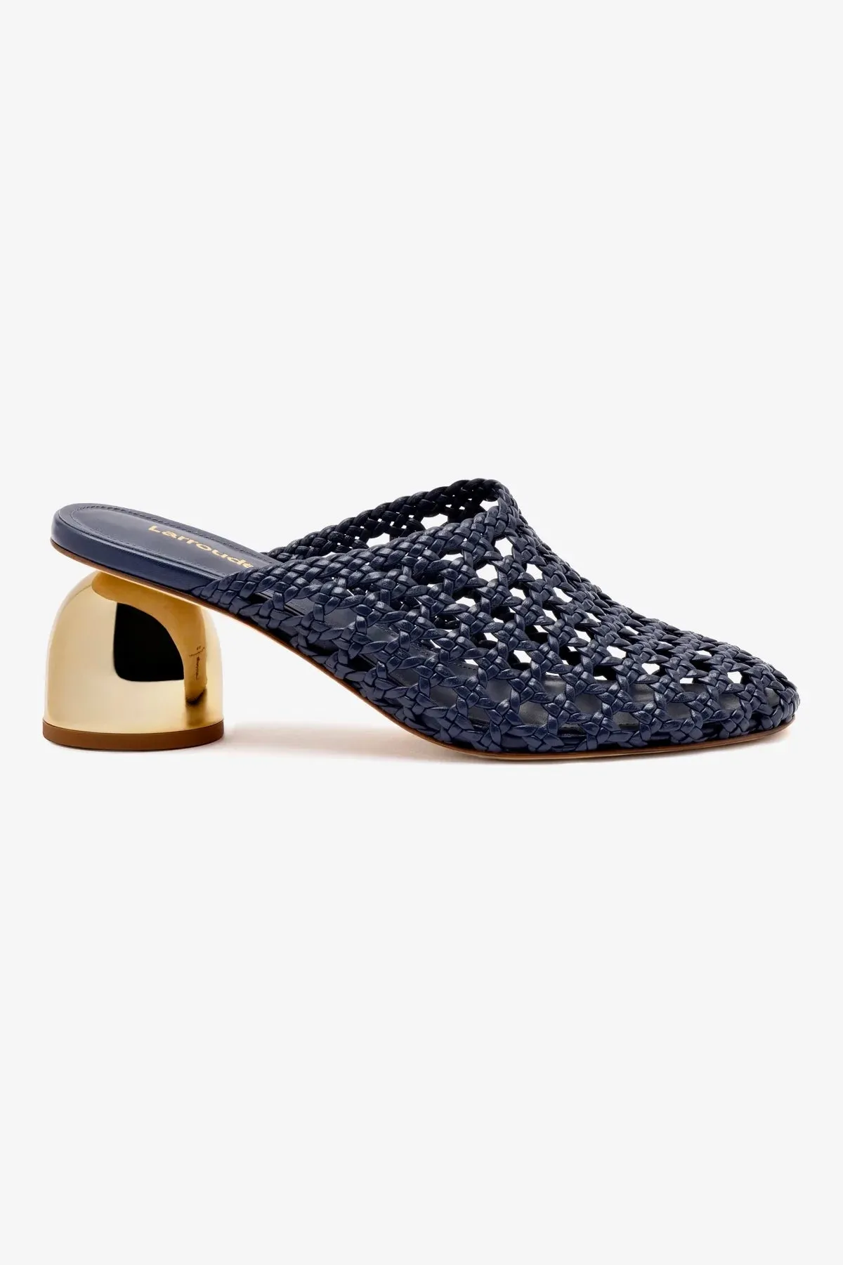 Everywhere Ease Seamless Interior Dew Drop Macrame Mule In Navy Leather