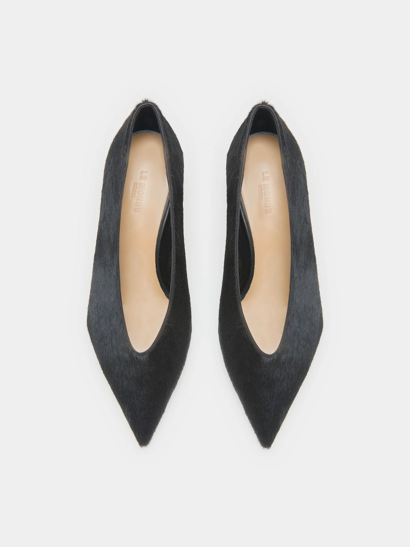 Babouche Kitten / Black Calf Hair Dress Pumps