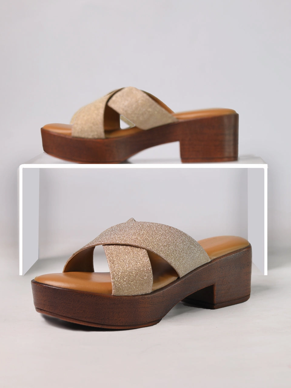 Baylin Gold Platform Heels Open Toe Wedges Season Vibe