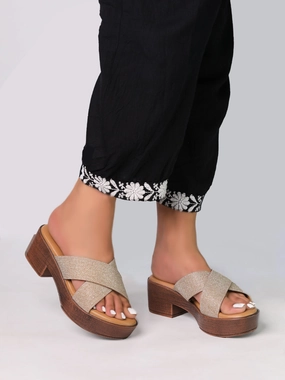 Baylin Gold Platform Heels True Fit City Ready