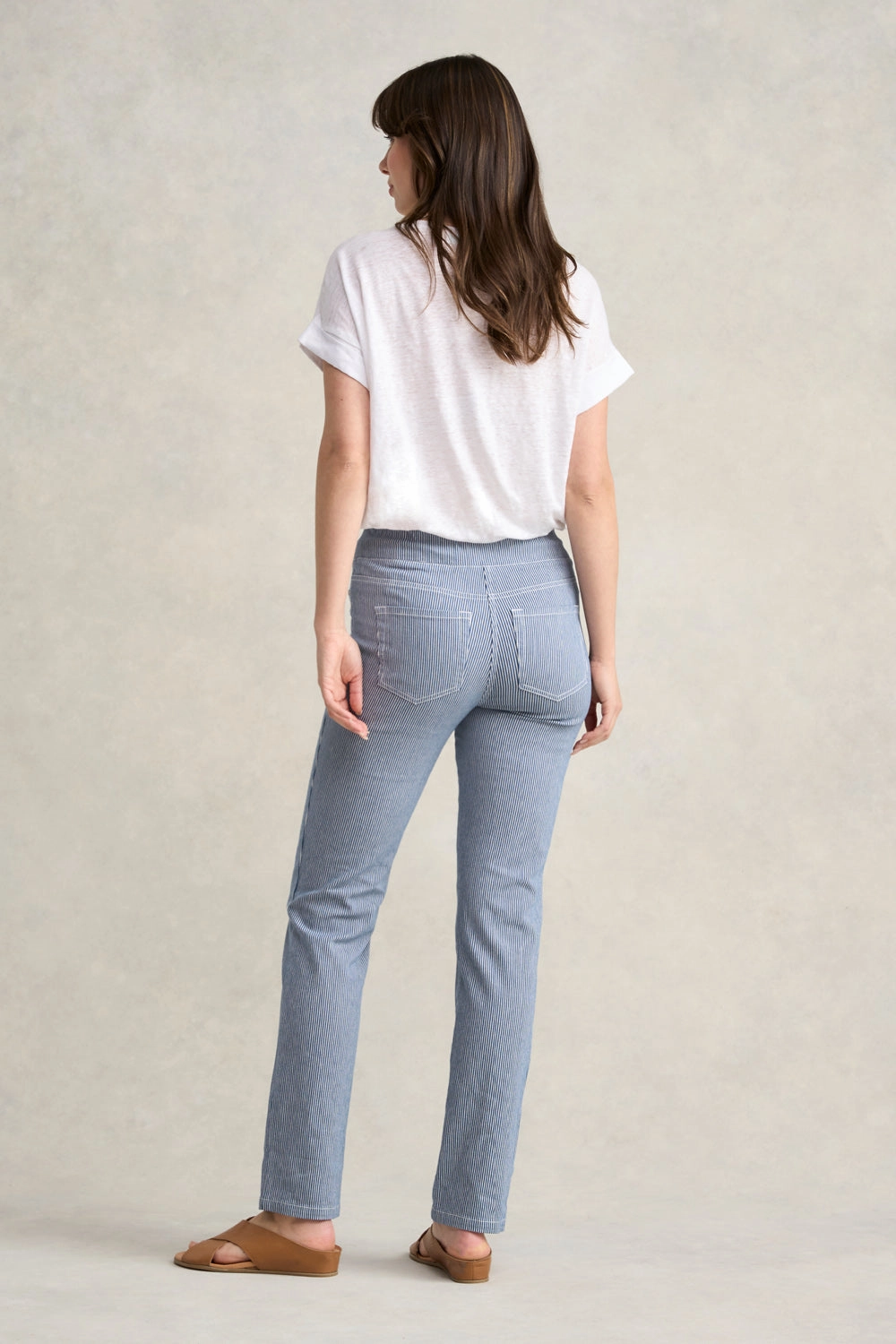 Bengajean? Full Length Straight Leg - Nautical Stripe Wide-leg cut Laser Cut Perforations