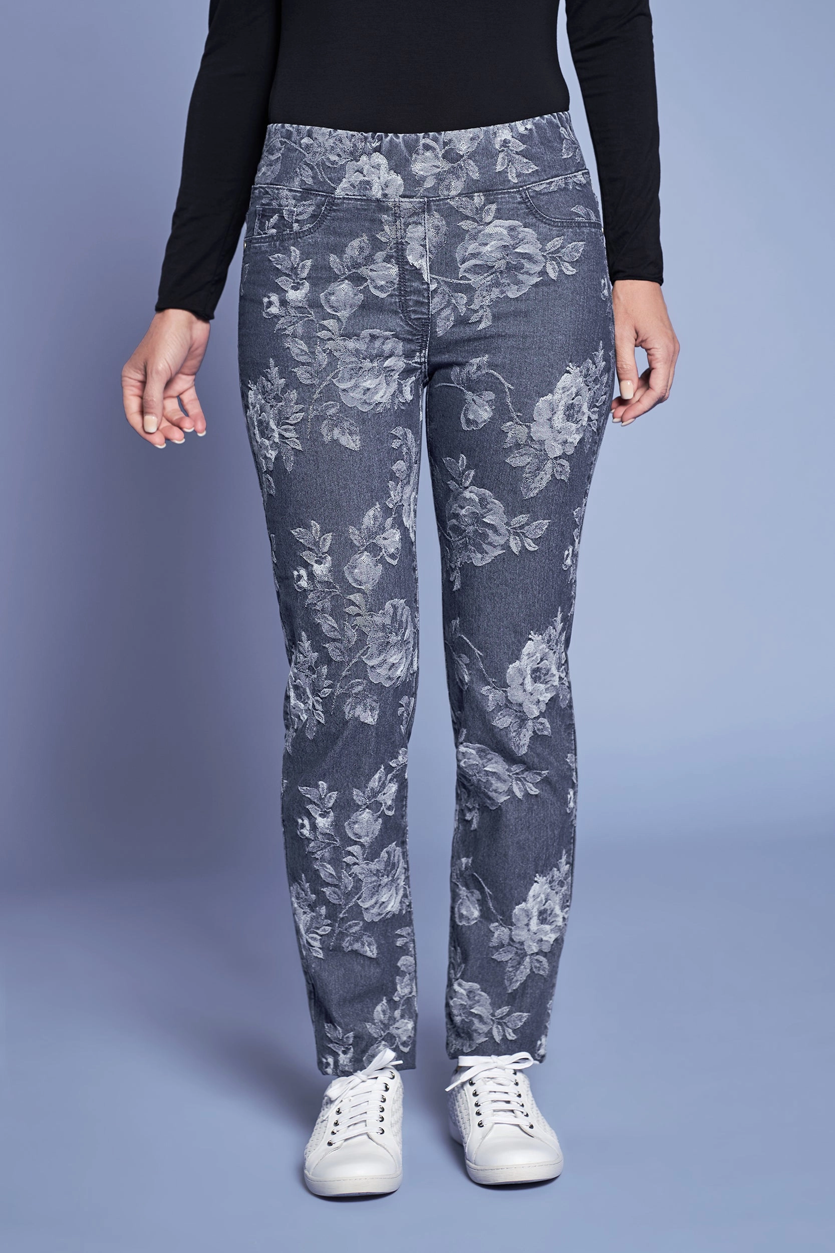 FlexibleMobilityDesign Bengajean? Jacquard Straight Leg - Floral Denim