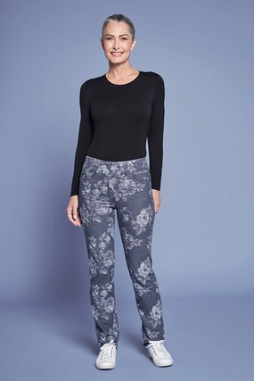 Bengajean? Jacquard Straight Leg - Floral Denim Cropped hem