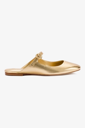 Blair Flat Mule In Gold Metallic Leather Classic Everyday Look Everyday Living Ease