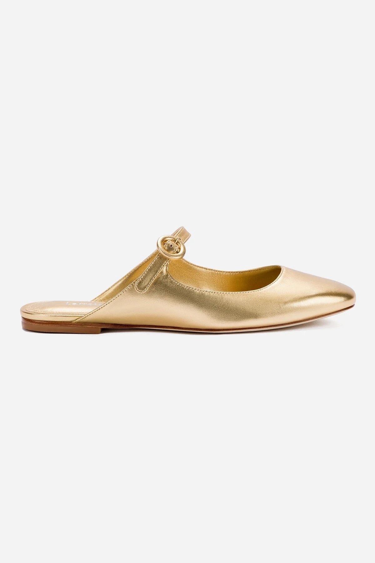 Blair Flat Mule In Gold Metallic Leather Neat Fit Wear
