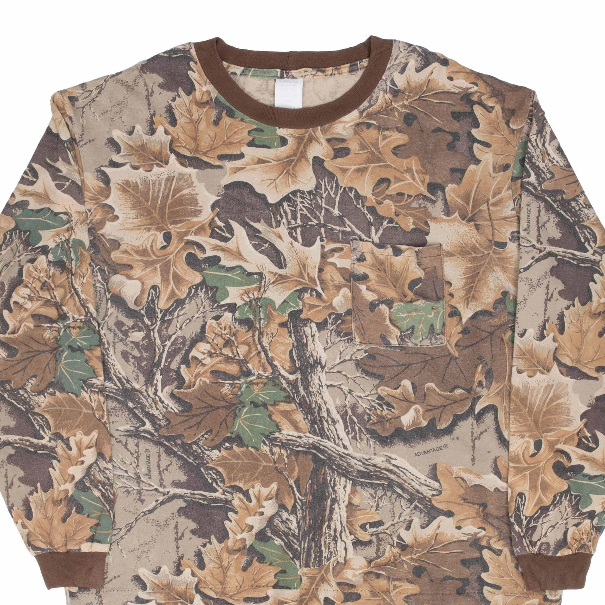 Bold Design VINTAGE HUNTING ADVANTAGE CAMO LONG SLEEVE POCKET TEE SHIRT 1990S XL