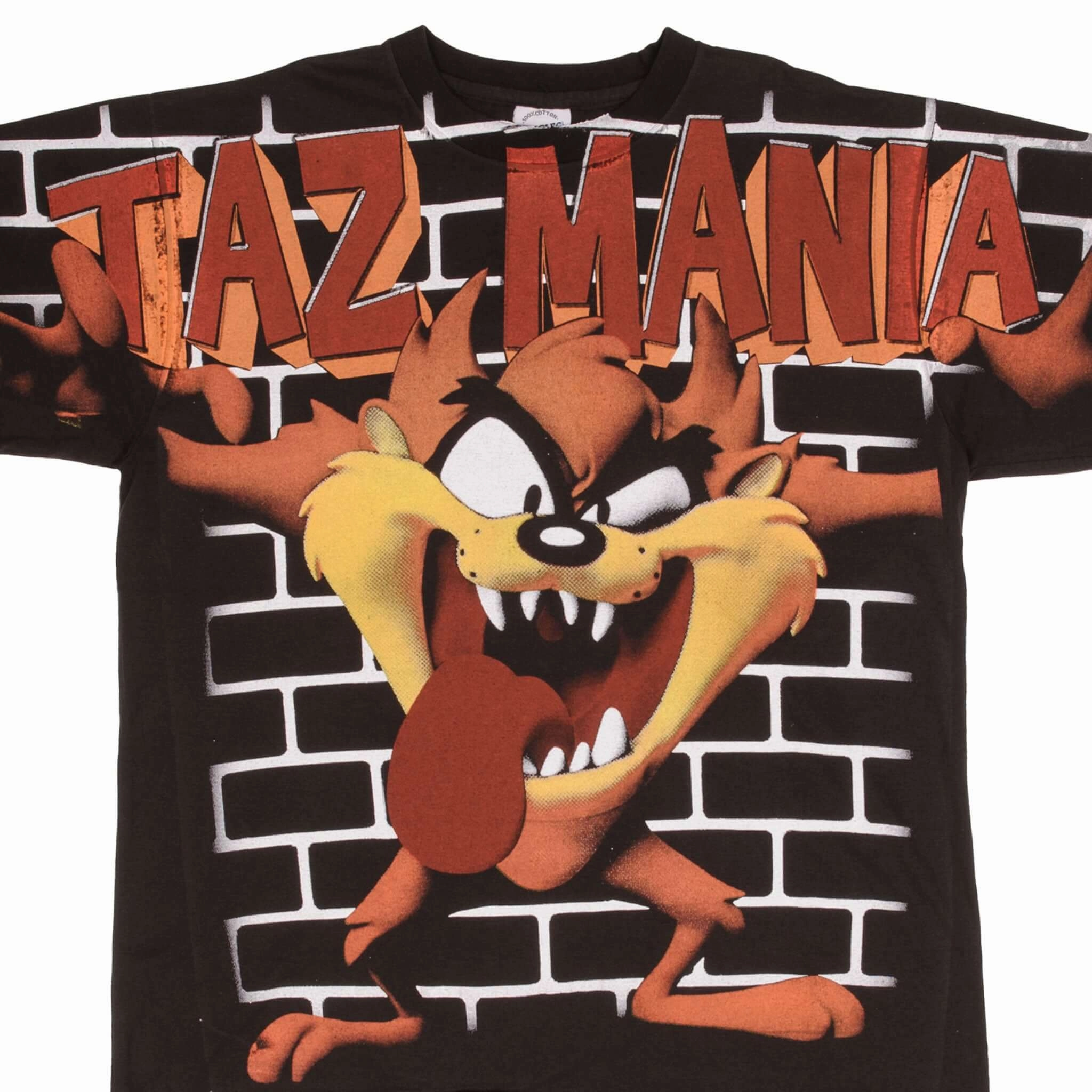Summer Style BOOTLEG ALL OVER PRINT LOONEY TUNES TAZ MANIA TEE SHIRT SIZE XL SINGLE STITCH