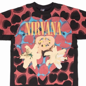 Lightweight Comfort Quick Fit Comfort BOOTLEG ALL OVER PRINT NIRVANA HEART BOX 1993 TEE SHIRT XL MADE IN USA
