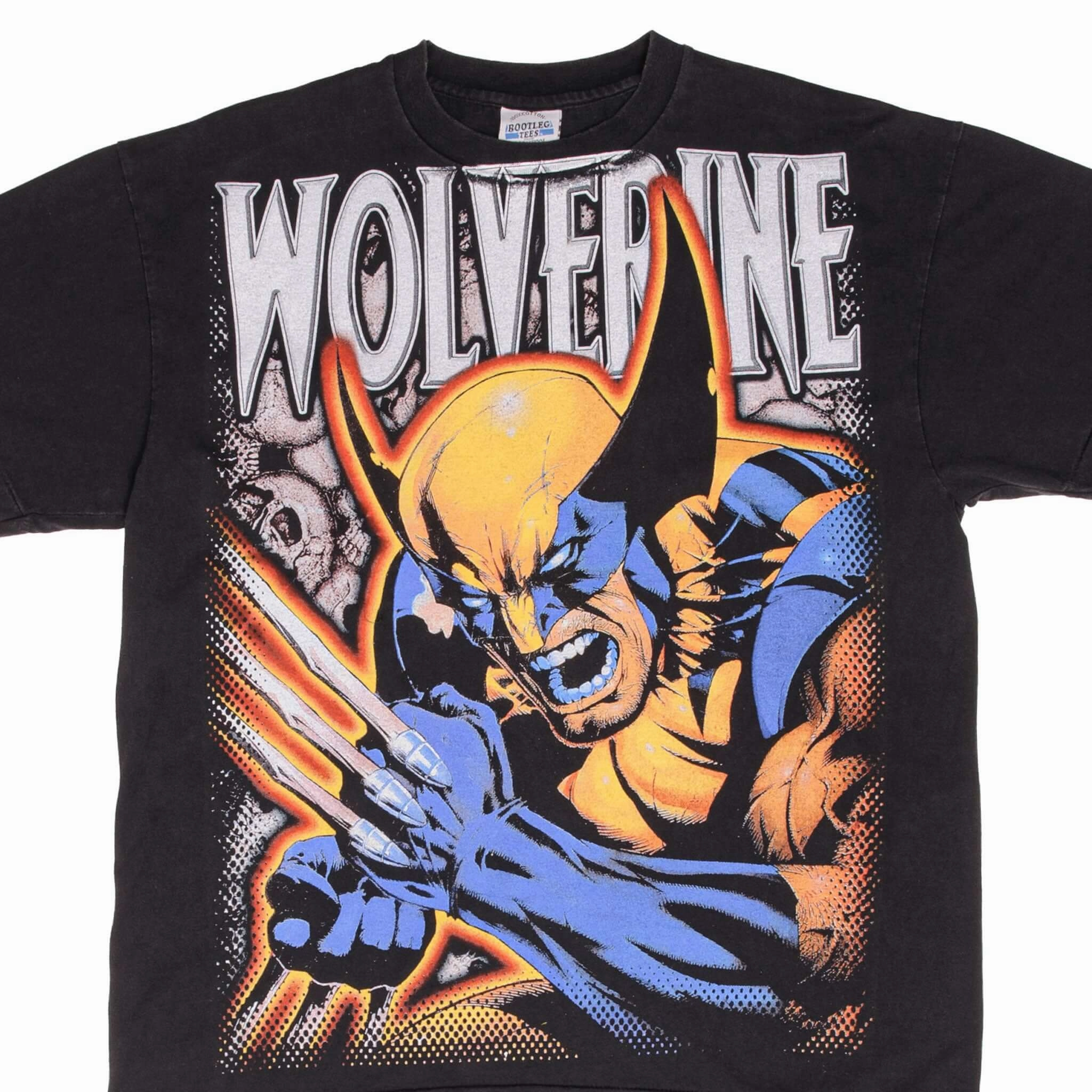BOOTLEG MARVEL XMEN WOLVERINE ALL OVER PRINT TEE SHIRT SIZE XL SINGLE STITCH Trendy Piece Relaxed fit style