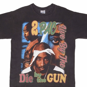 Comfy Essentials Wear Daily Trend BOOTLEG RAP TEE SHIRT 2PAC TUPAC LIVE DIE BYTHE GUN SIZE XL SINGLE STITCH
