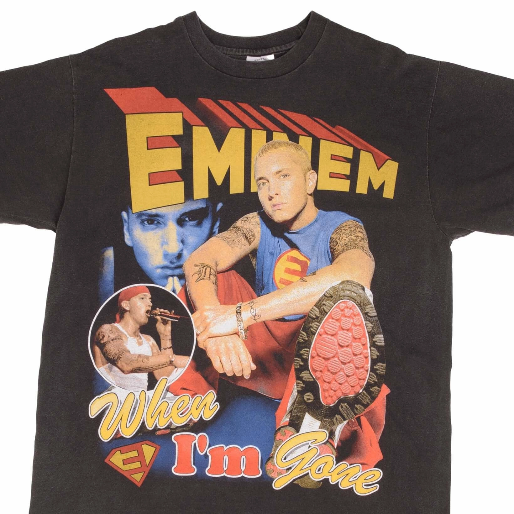 BOOTLEG RAP TEE SHIRT EMINEM WHEN IM GONE SUPERMAN SIZE LARGE SINGLE STITCH Vintage Wash
