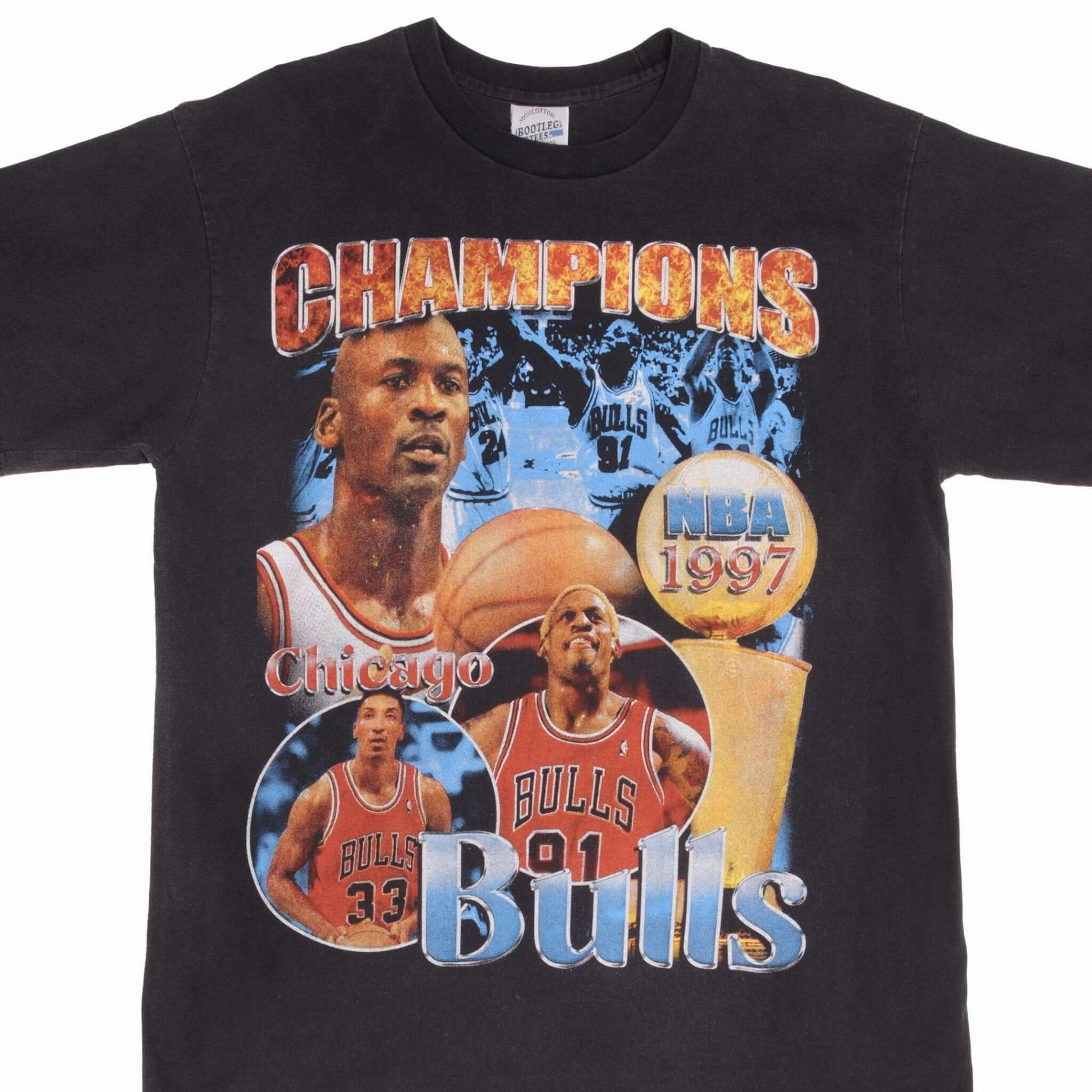 BOOTLEG TEE SHIRT NBA CHICAGO BULLS CHAMPIONS 1997 SIZE XL SINGLE STITCH Everyday Wear