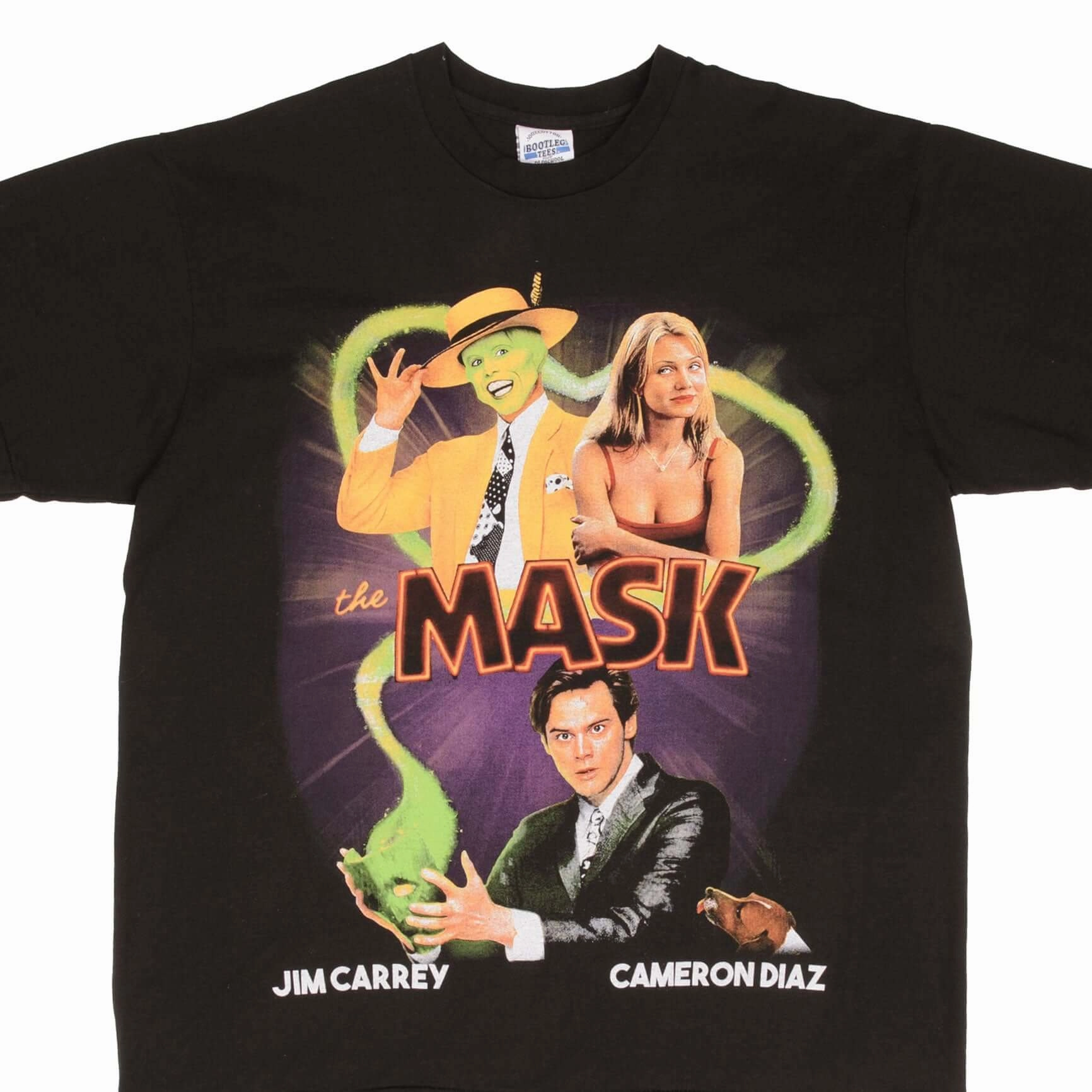 BOOTLEG TEE SHIRT THE MASK JIM CARREY CAMERON DIAZ SIZE XL SINGLE STITCH Adjustable Hem Anti Static Treatment