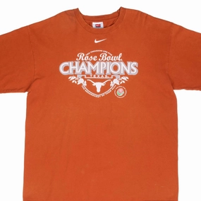 VINTAGE NIKE NCAA TEXAS LONGHORNS ROSE BOWL CHAMPIONS 2005 TEE SHIRT SIZE XL Embroidered All-day style