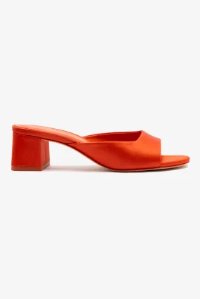 Chloe Gosselin by Larroud?? Anah Mule In Orange Sunrise Satin Lightweight Comfort