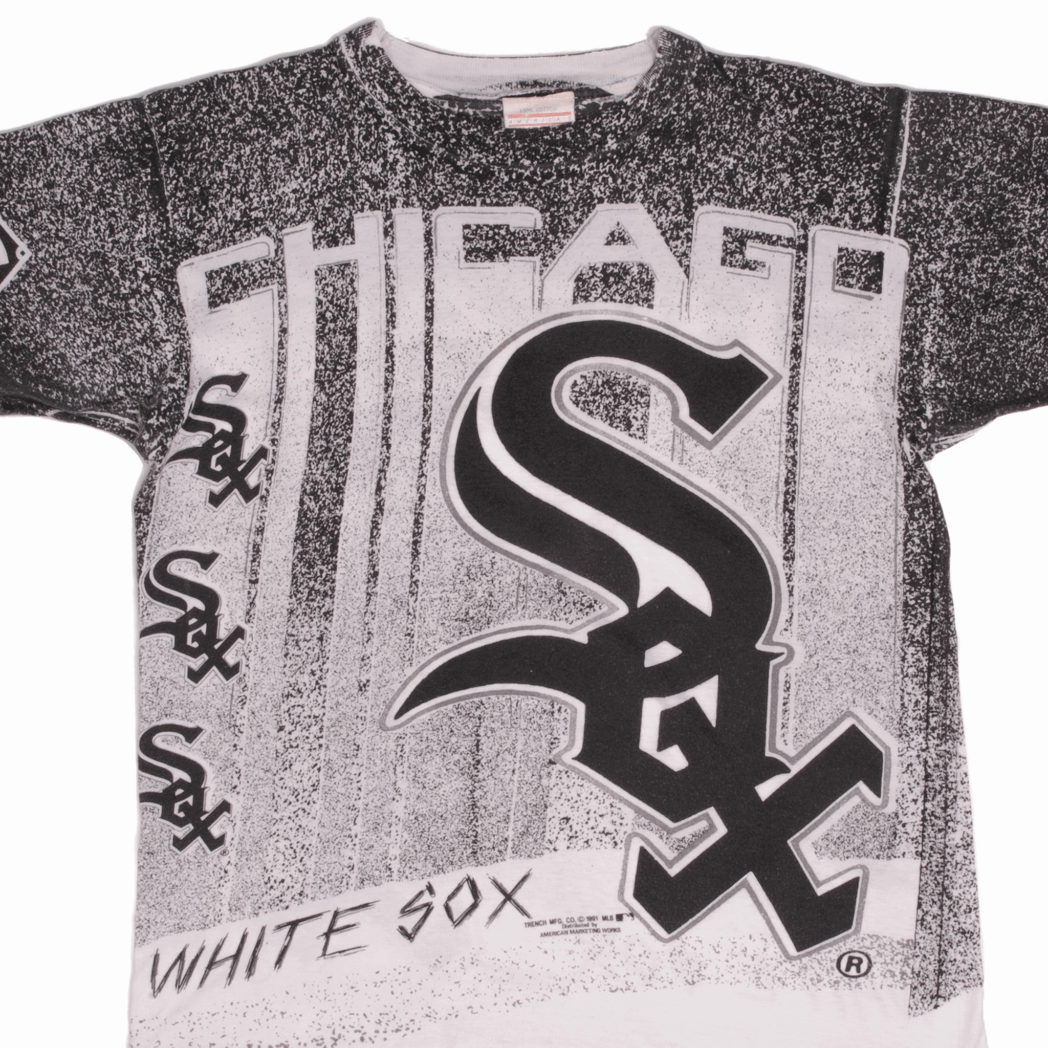 Breathable Layer Fit VINTAGE ALL OVER PRINT MLB CHICAGO WHITE SOX TEE SHIRT 1991 MEDIUM MADE USA