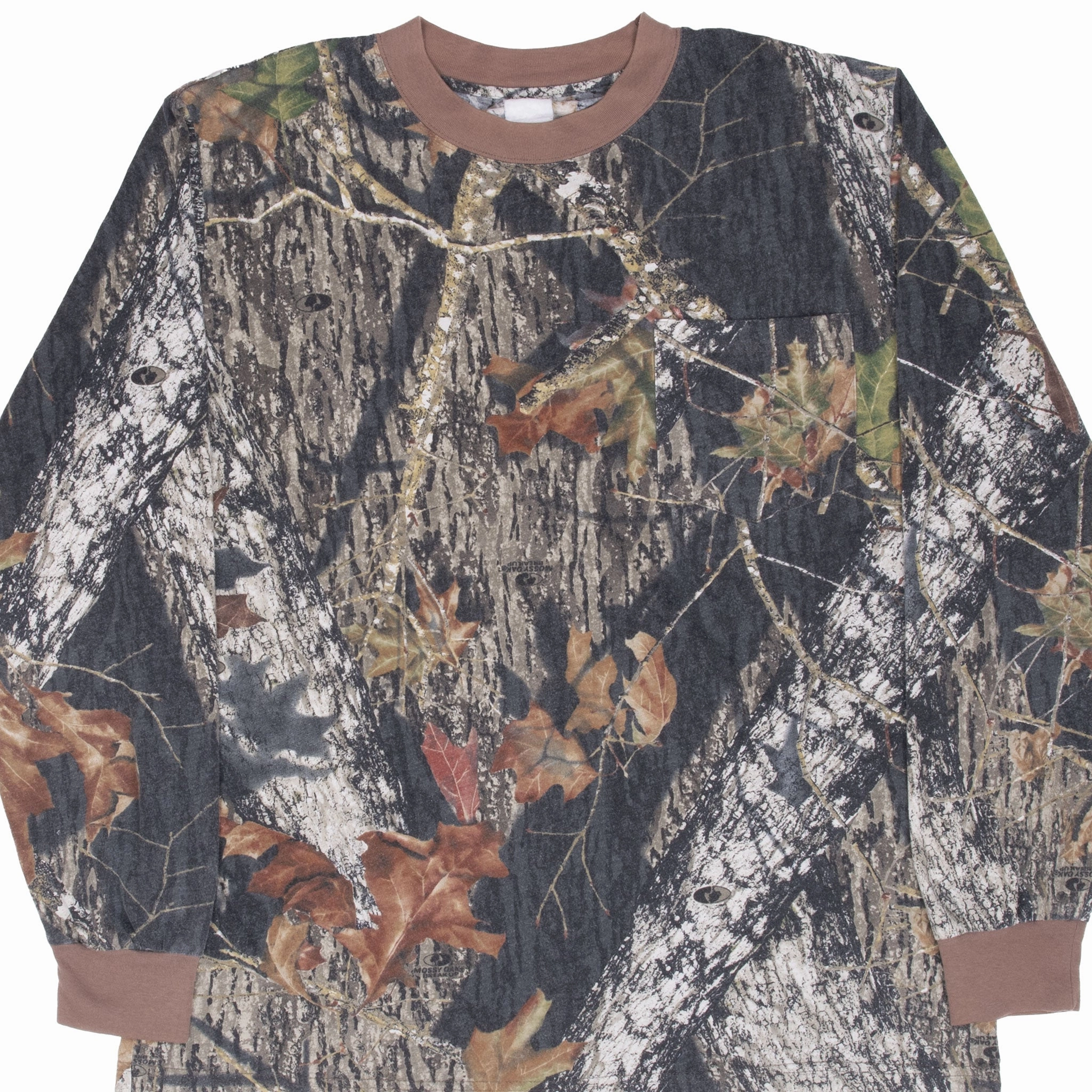 Fashionable Wear Relaxed Fit VINTAGE HUNTING MOSSY OAK BREAK UP CAMO LONG SLEEVE POCKET TEE SHIRT 2XL