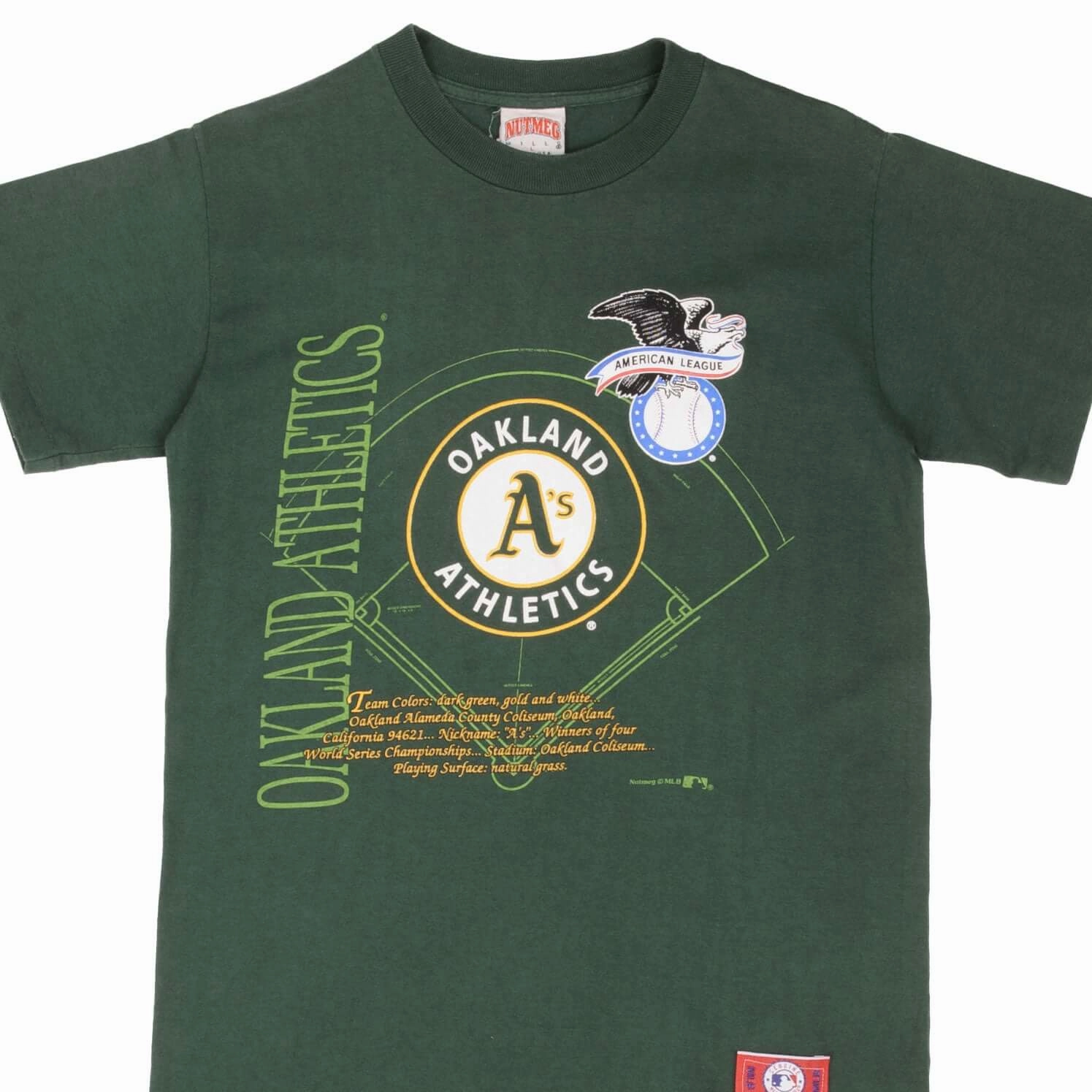 VINTAGE MLB OAKLAND ATHLETICS 1990S TEE SHIRT SIZE SMALL MADE IN USA Reinforced Hemline Formal Elegance