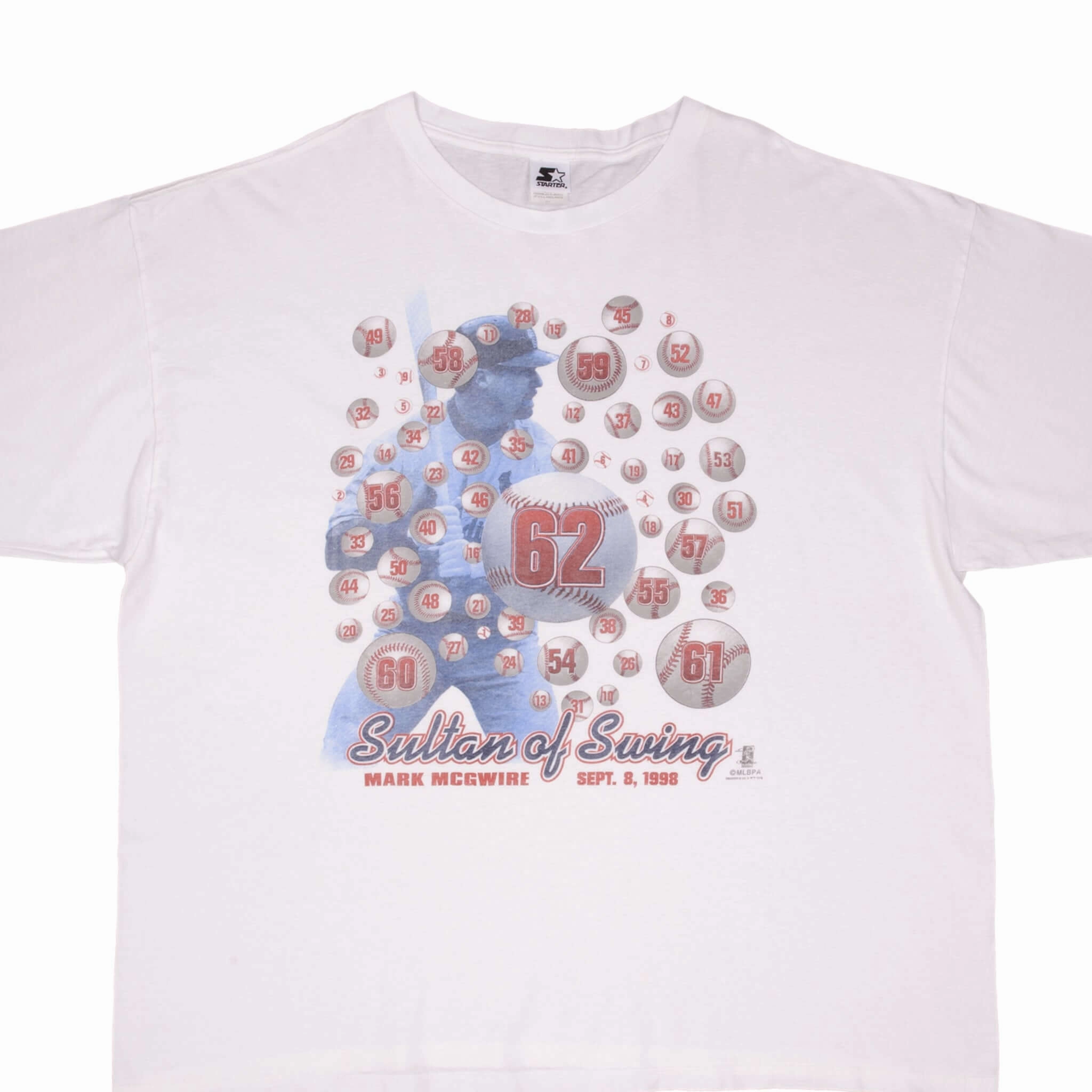 VINTAGE MLB MARK MCGWIRE SULTAN OF SWING ST LOUIS CARDINALS TEE SHIRT 1998 2XL Trendy Design Set In Sleeve